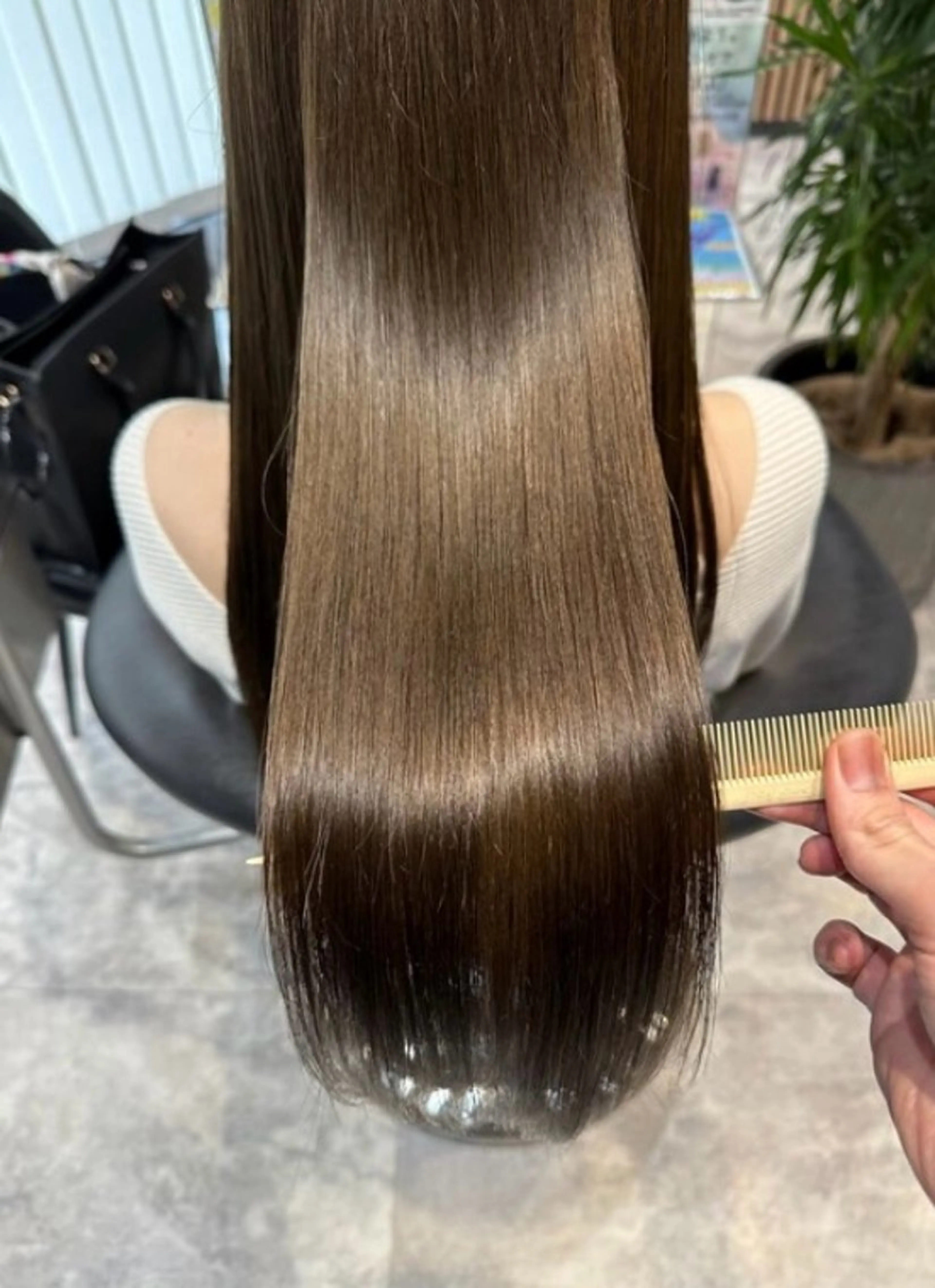 ロング カラー トリートメント 酸性ストレート 酸熱トリートメント 美髪矯正/酸性ストレ ート/艶カラー/堅田のヘアスタイル