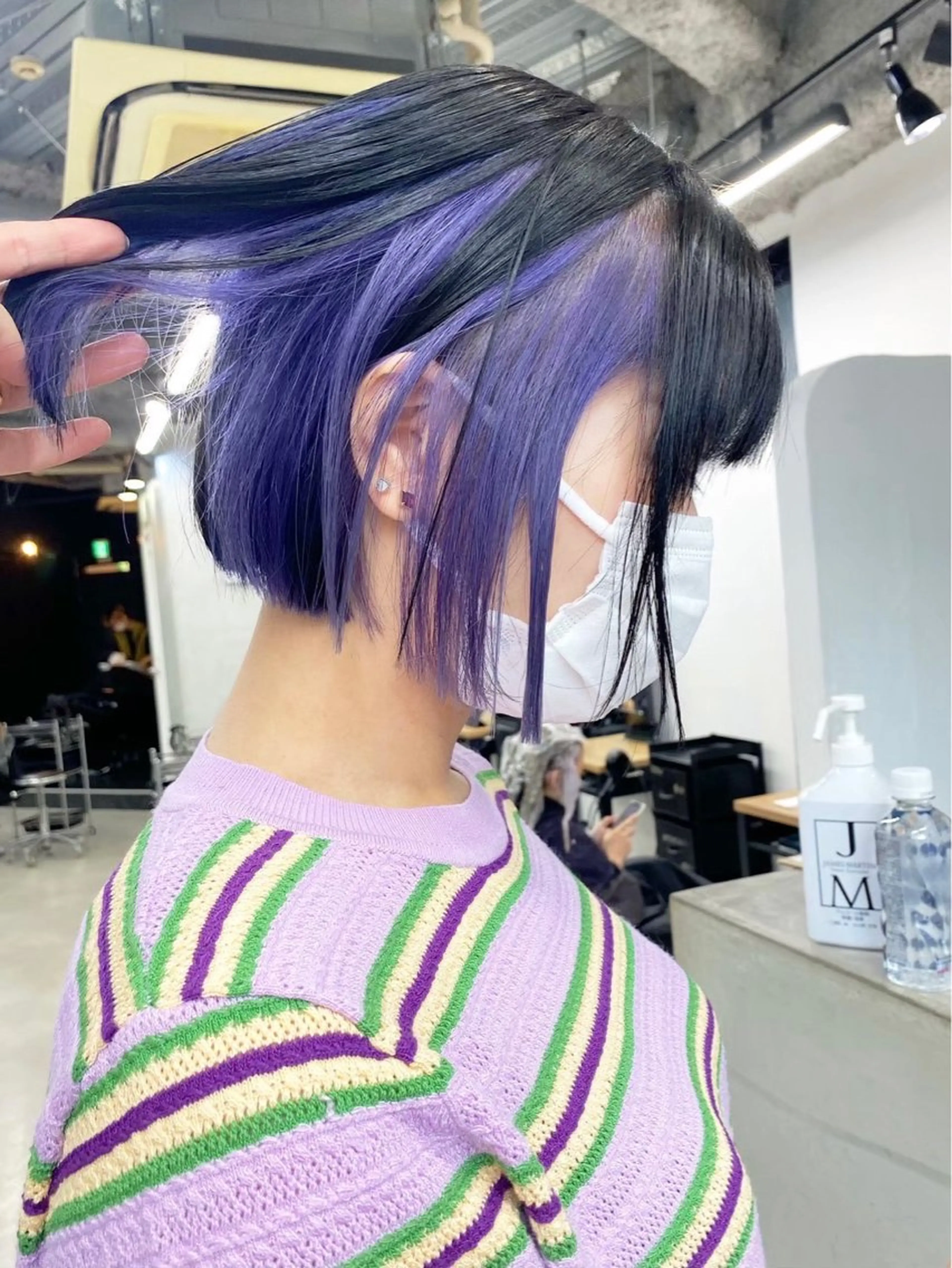ショート カラー ブリーチ ケアブリーチ インナーカラー パープルカラー ボブ RYOSUKE ハイトーンのヘアスタイル