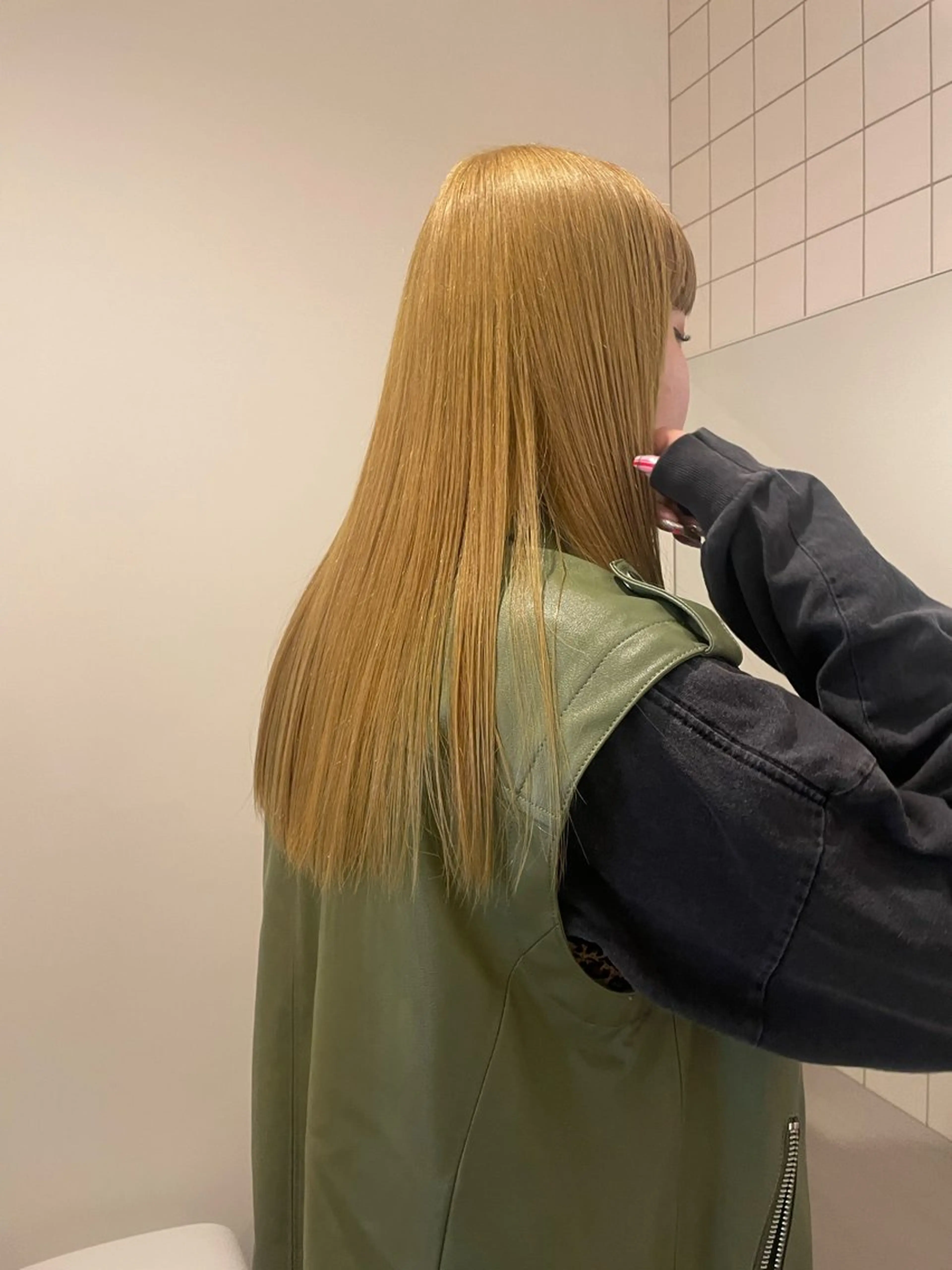 ロング イエローカラー ヘアカラー トリートメント ボブカットモデル/パ ーマ/harunaのヘアスタイル