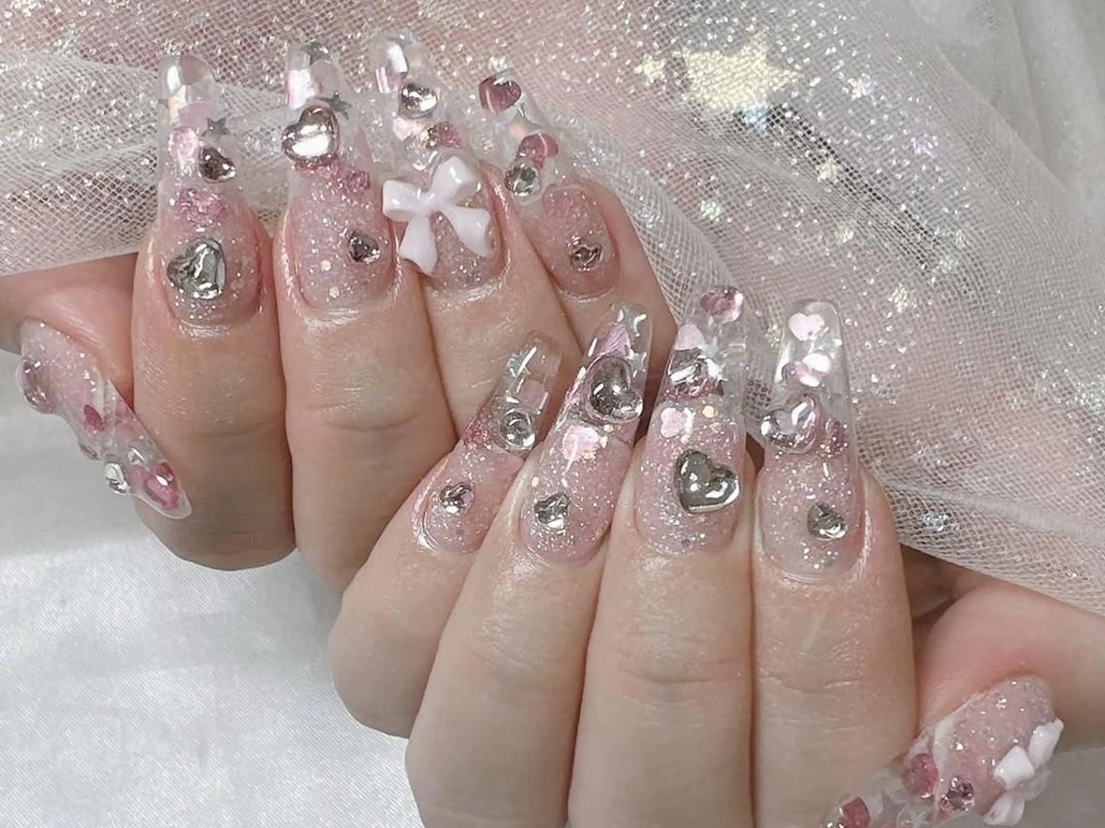 メンズ ネイル アートネイル フレンチネイル ジェルネイル キラキラネイル パラジェル Bloom kabukiのネイルデザイン