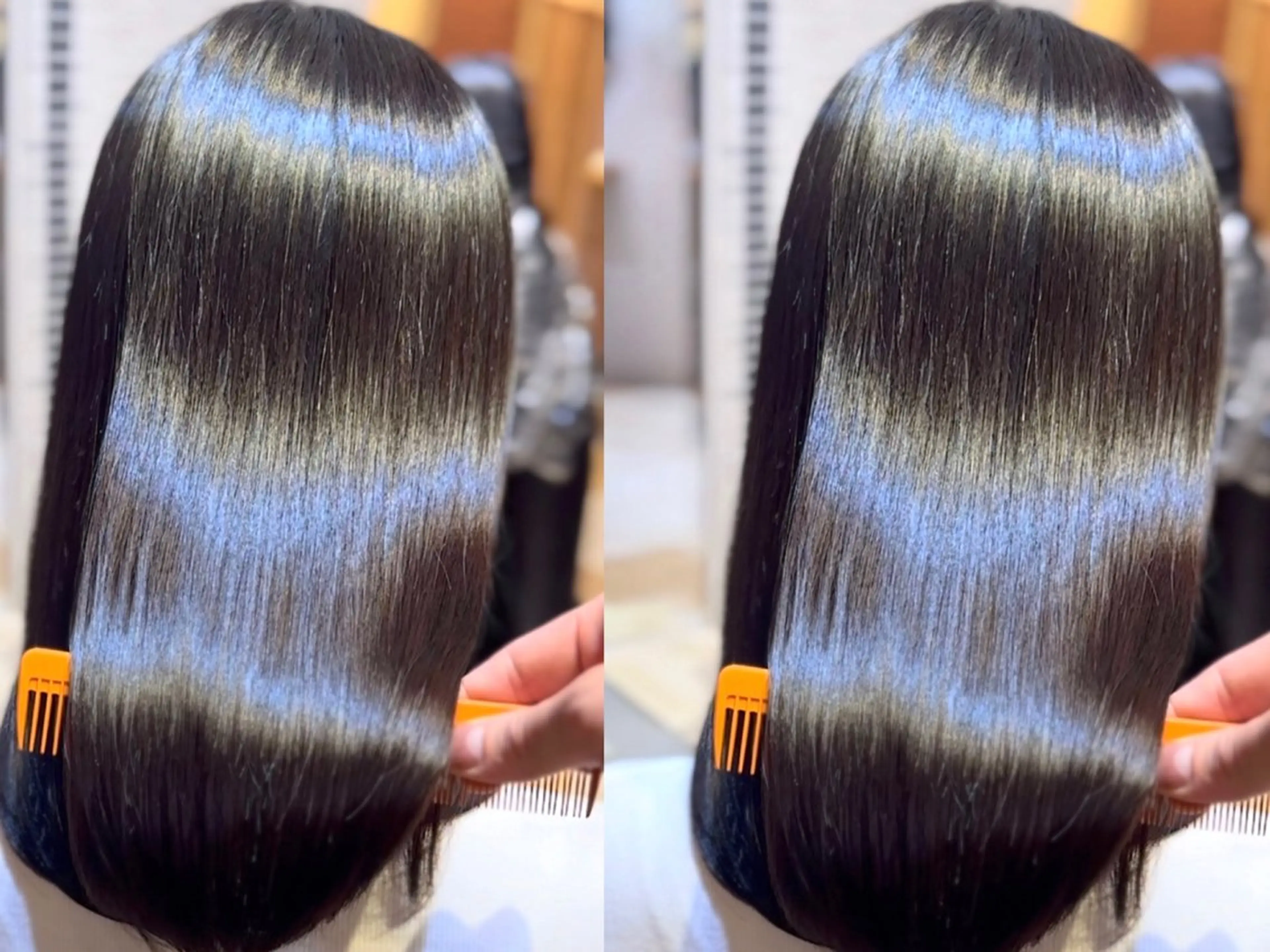 ミディアム 髪質改善 縮毛矯正 トリートメント カット 縮毛矯正 トリートメント ブリーチなしダブル カラー縮毛矯正　下野のヘアスタイル