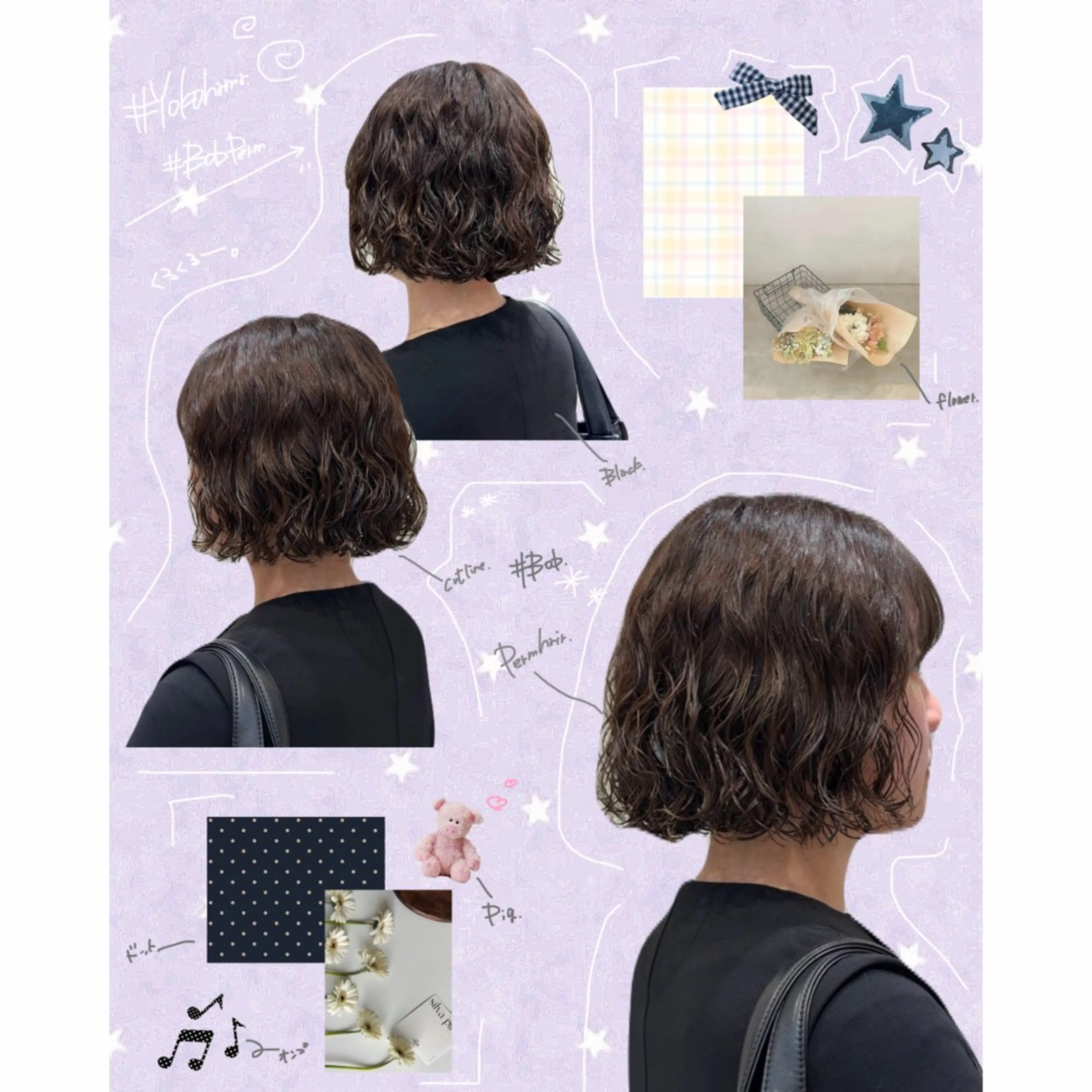 ミディアム パーマ ミディアムパーマ ボブ カット パーマ 横浜パーマ🌐メンズ 暖色カラーもえかのヘアスタイル