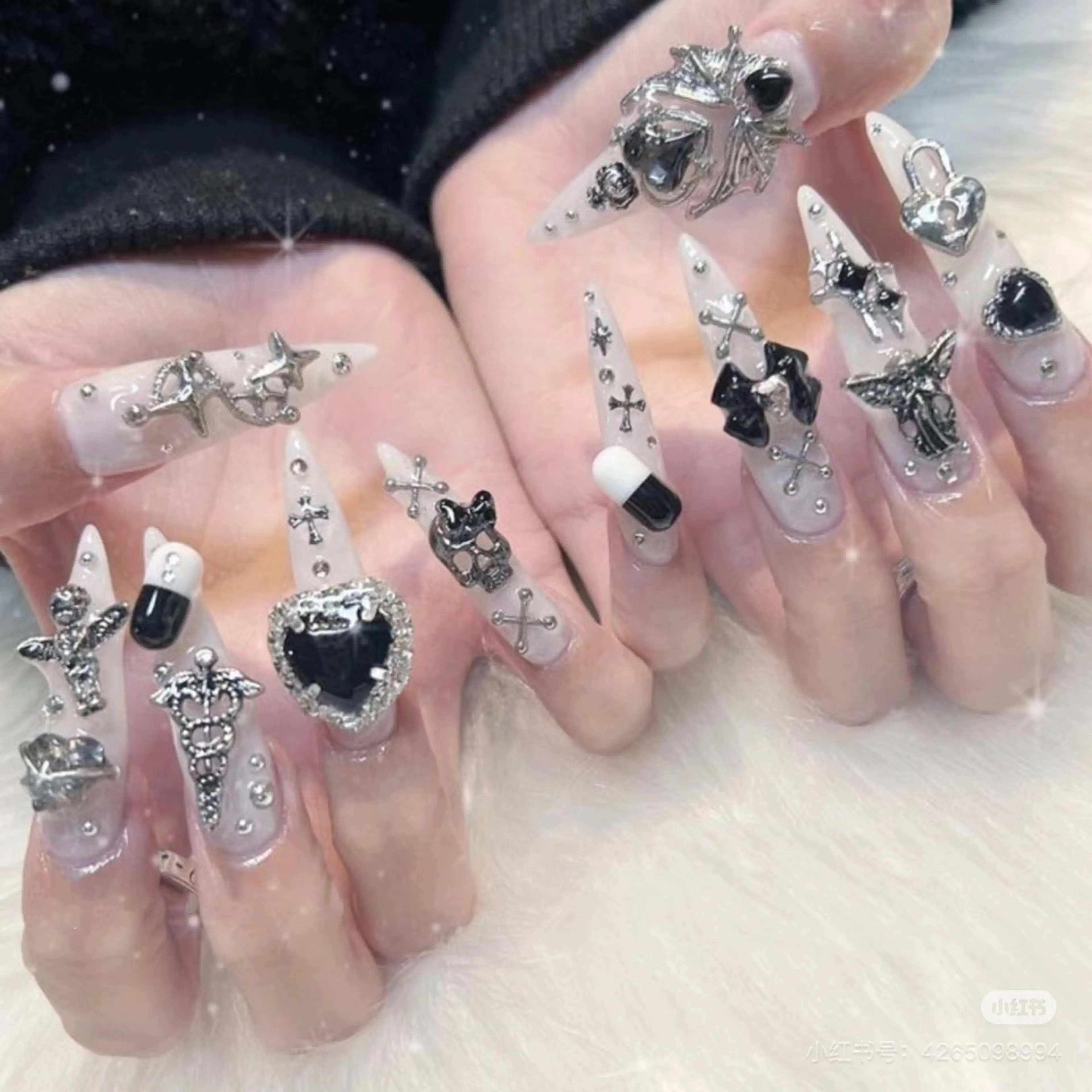 【長さだし10本】🎀地雷パーツつけ放題💅オフ込みの写真