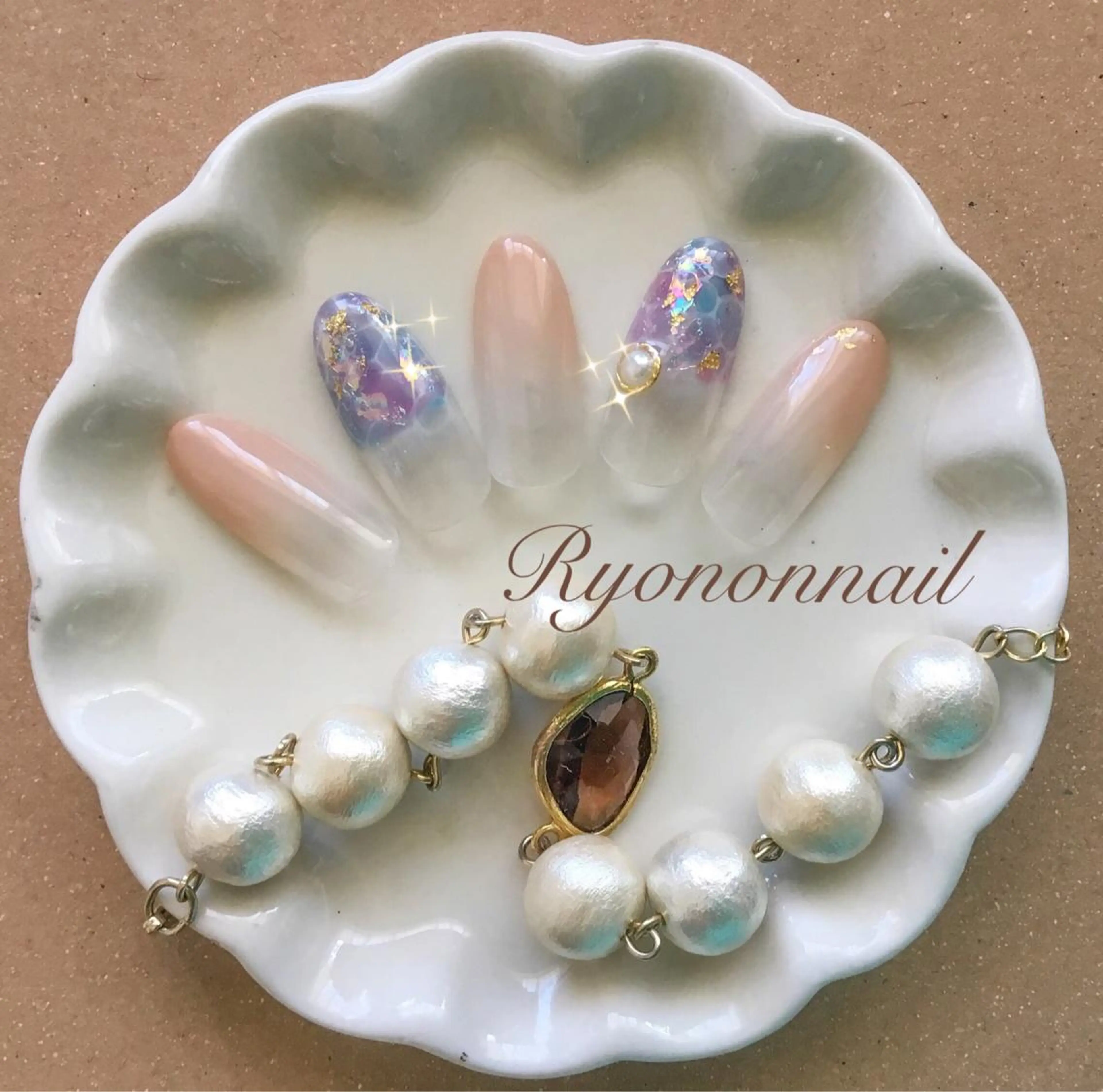 ネイル アートネイル オーロラネイル グラデーション 大理石ネイル(マーブル) パープル Ryononnail 上谷典子のネイルデザイン