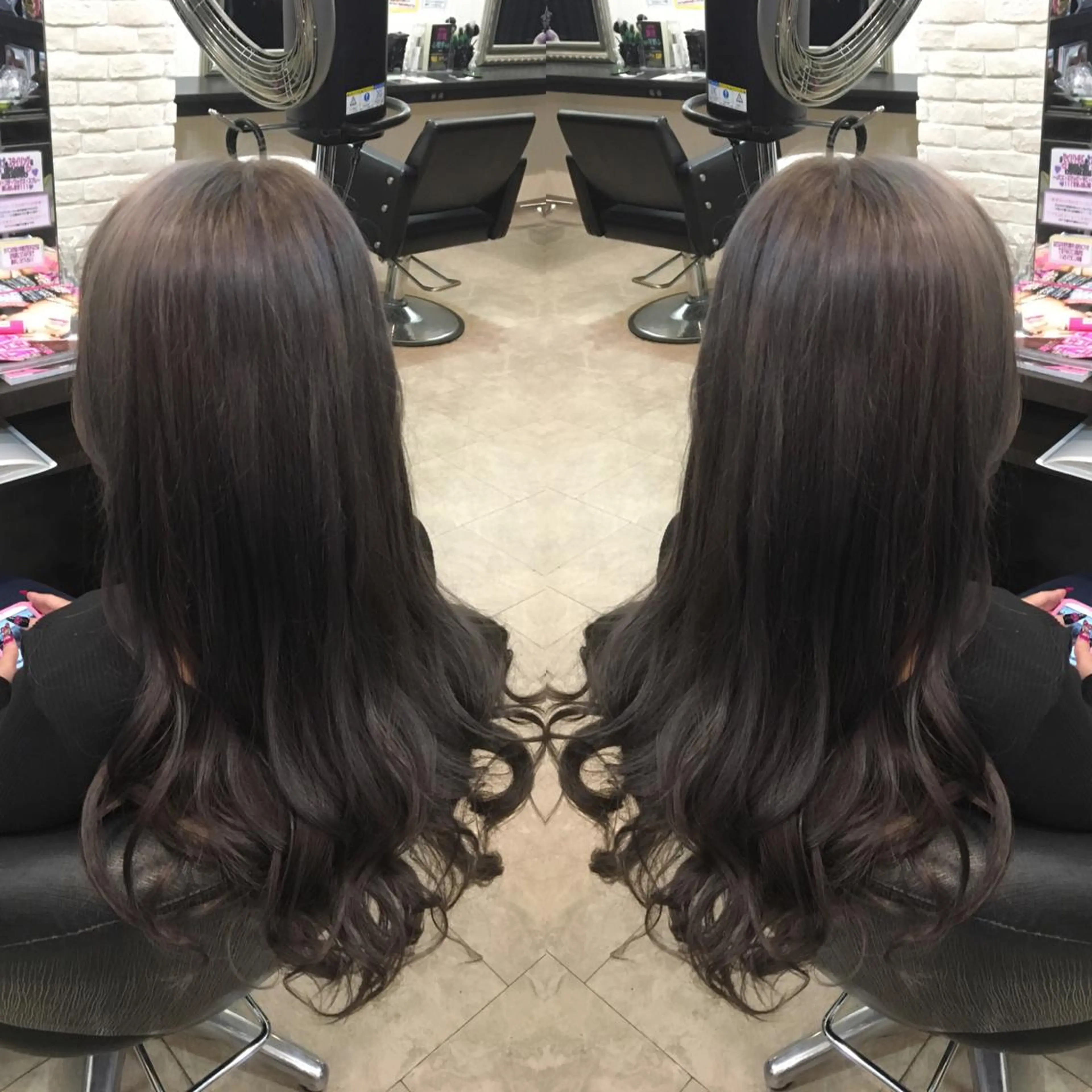 ロング カラー アッシュ ヘアカラー トリートメント 💓シールエクステ ルミエールのヘアスタイル