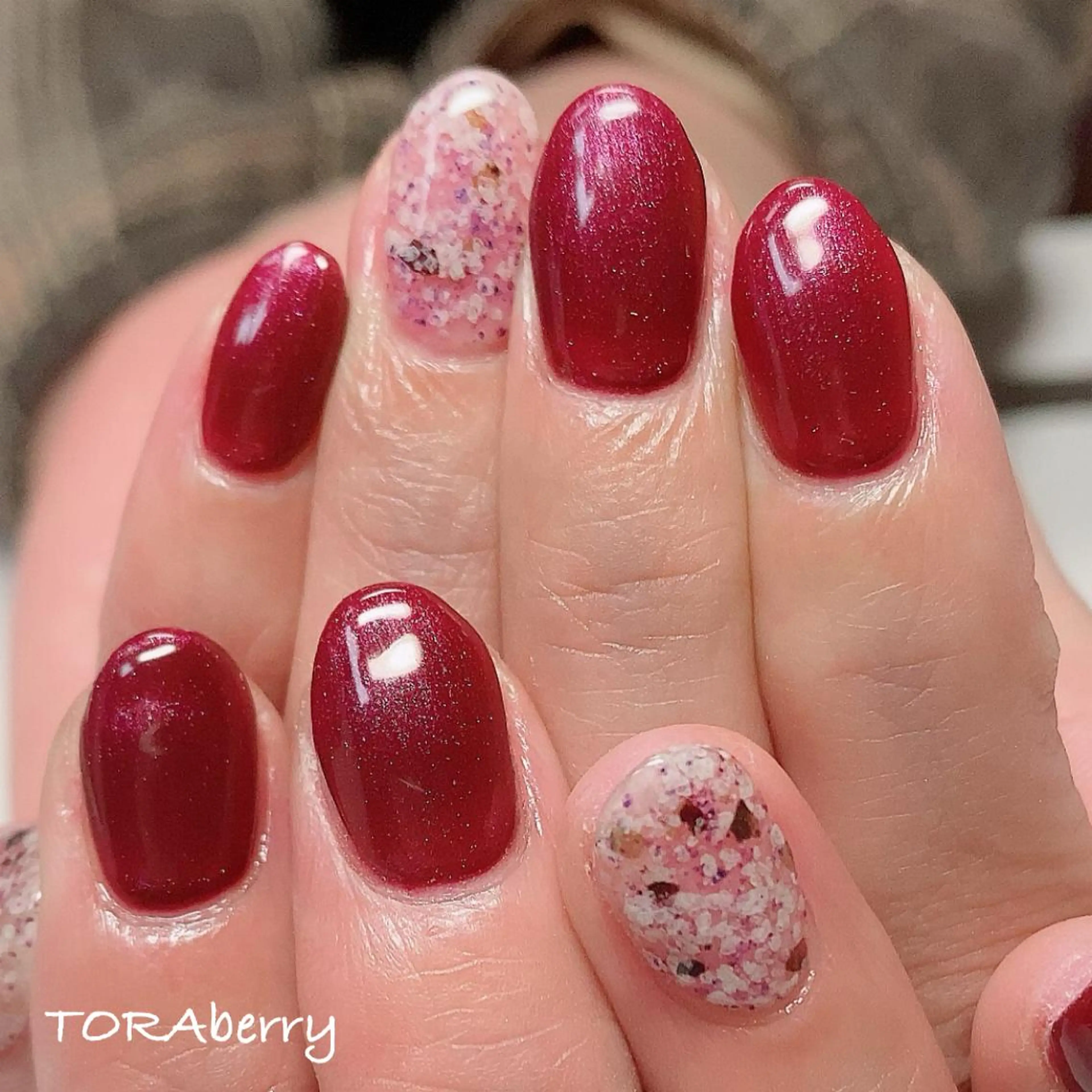 ネイル ボルドー ハンドネイル ネイリスト なつみのネイルデザイン