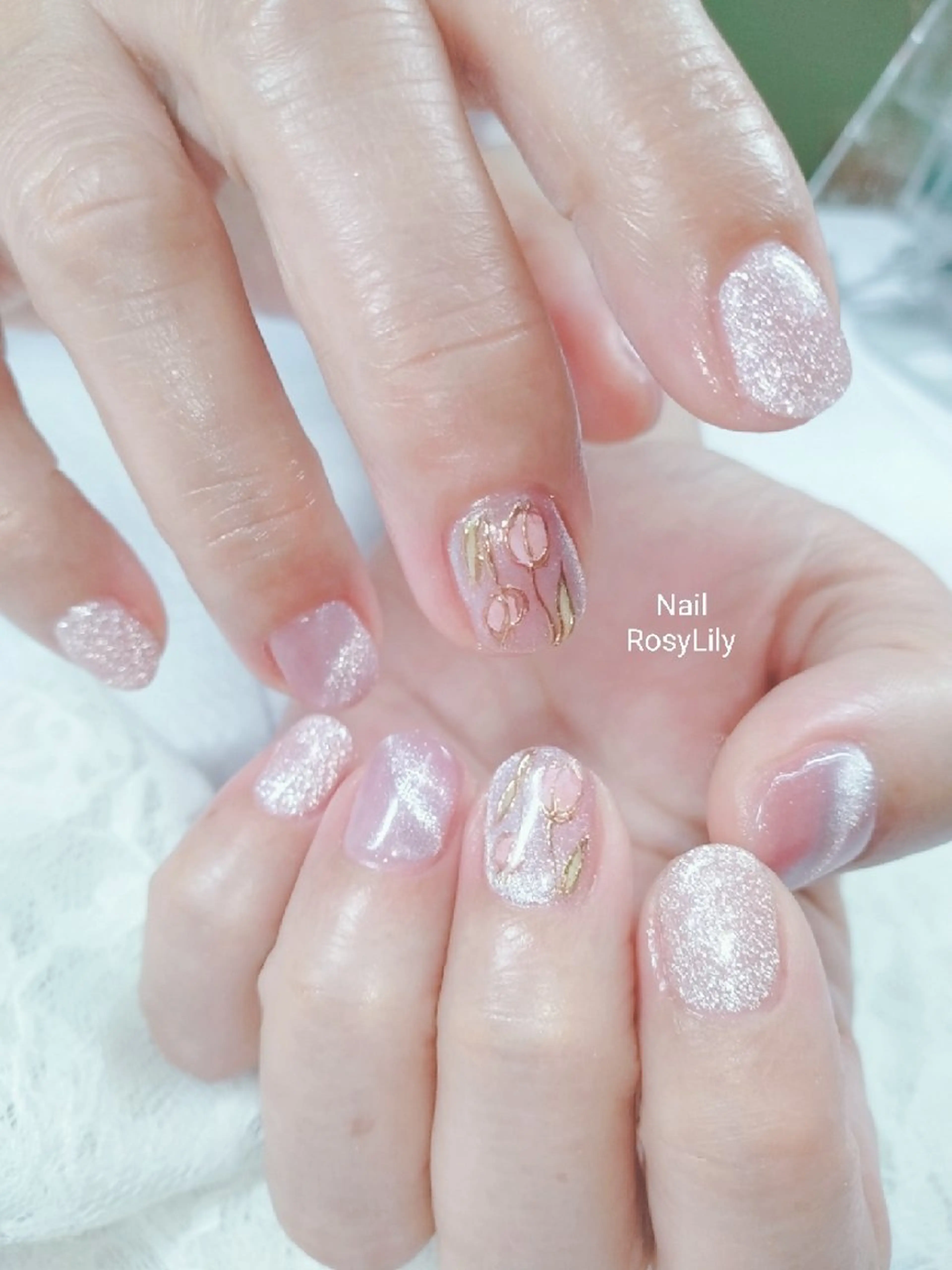 ネイル マグネットネイル ミラーネイル 持ち込み プライベートサロン Rosy Lilyのネイルデザイン