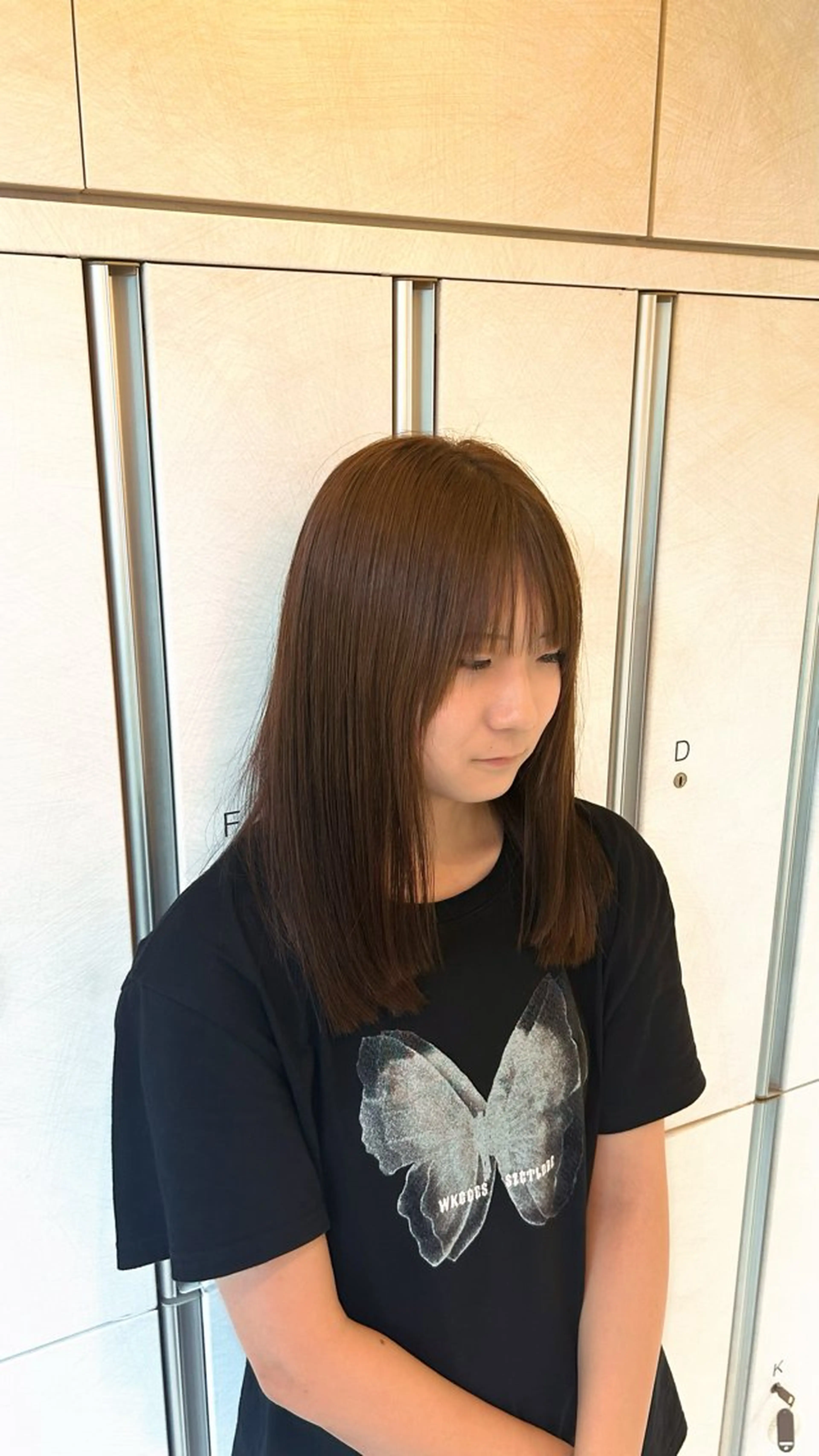 セミロング レイヤーカット ローレイヤー カット コテ巻きパーマ/ 韓国レイヤー/なおのヘアスタイル