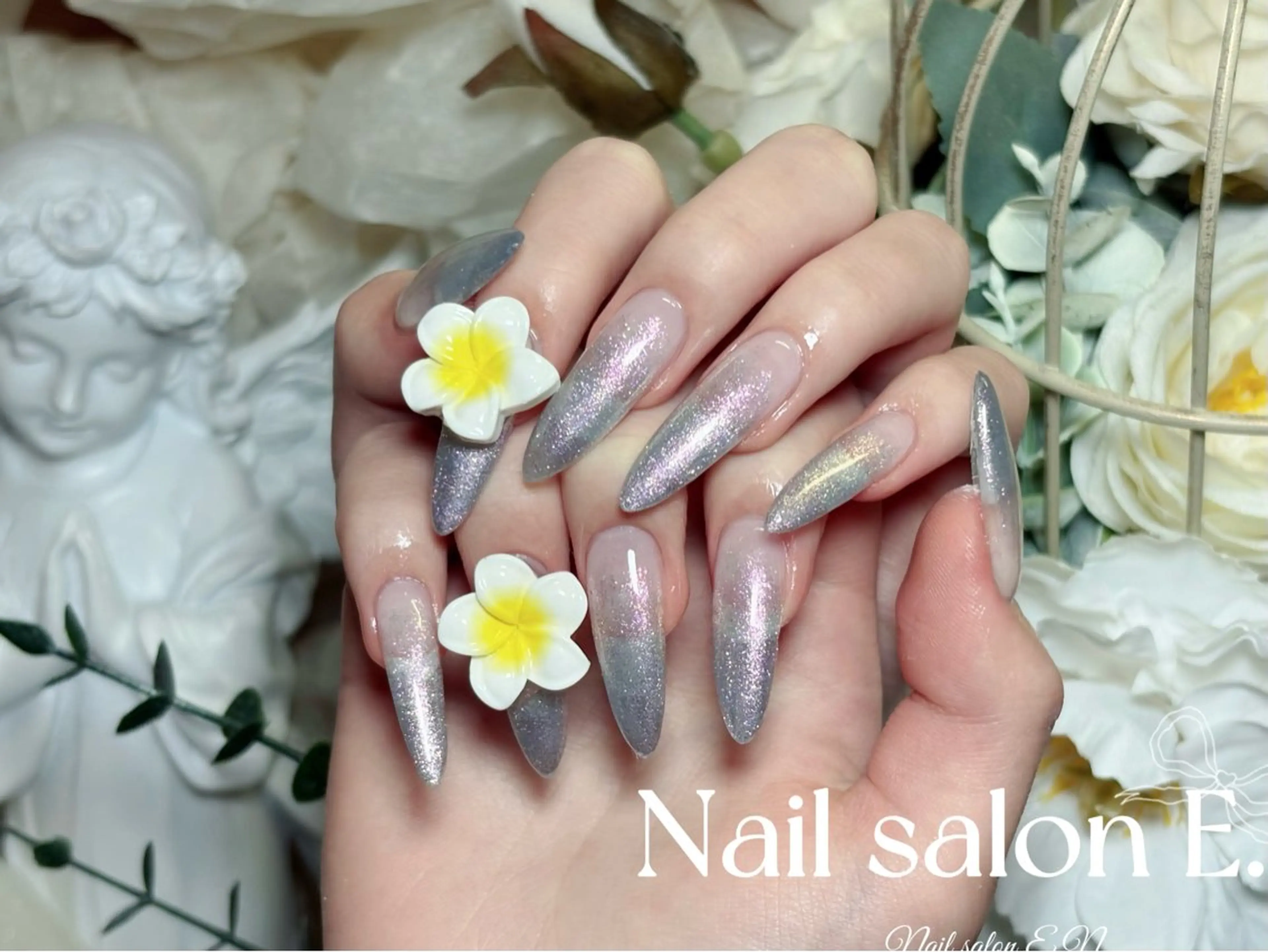 ネイル アートネイル オーロラネイル ブラウン クリアネイル フレンチネイル ハンドネイル E.N🦋 長さ出し/持ち込みのネイルデザイン