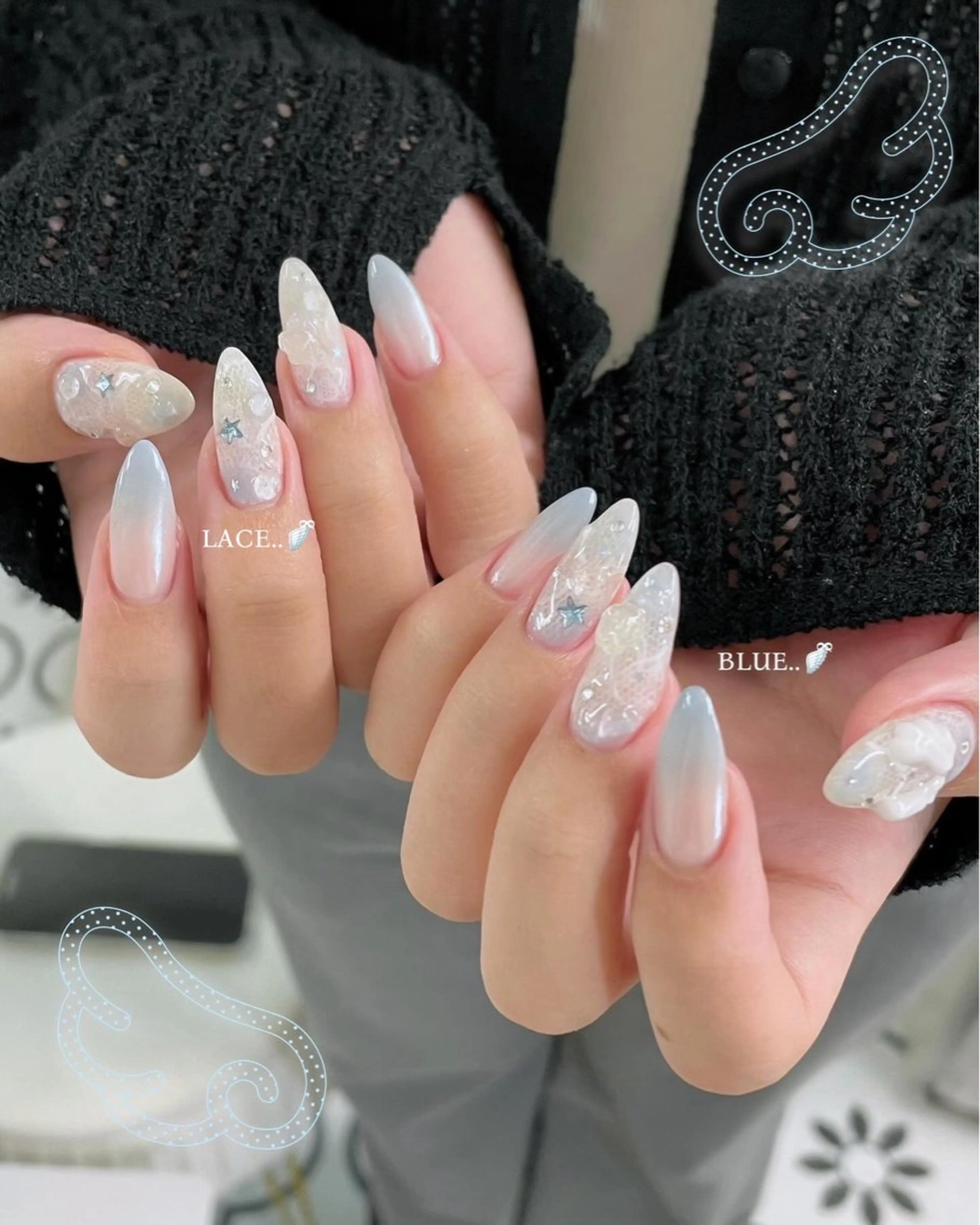 ネイル ハンドネイル MINAMI໒꒱ Y2K、韓国ガーリーのネイルデザイン