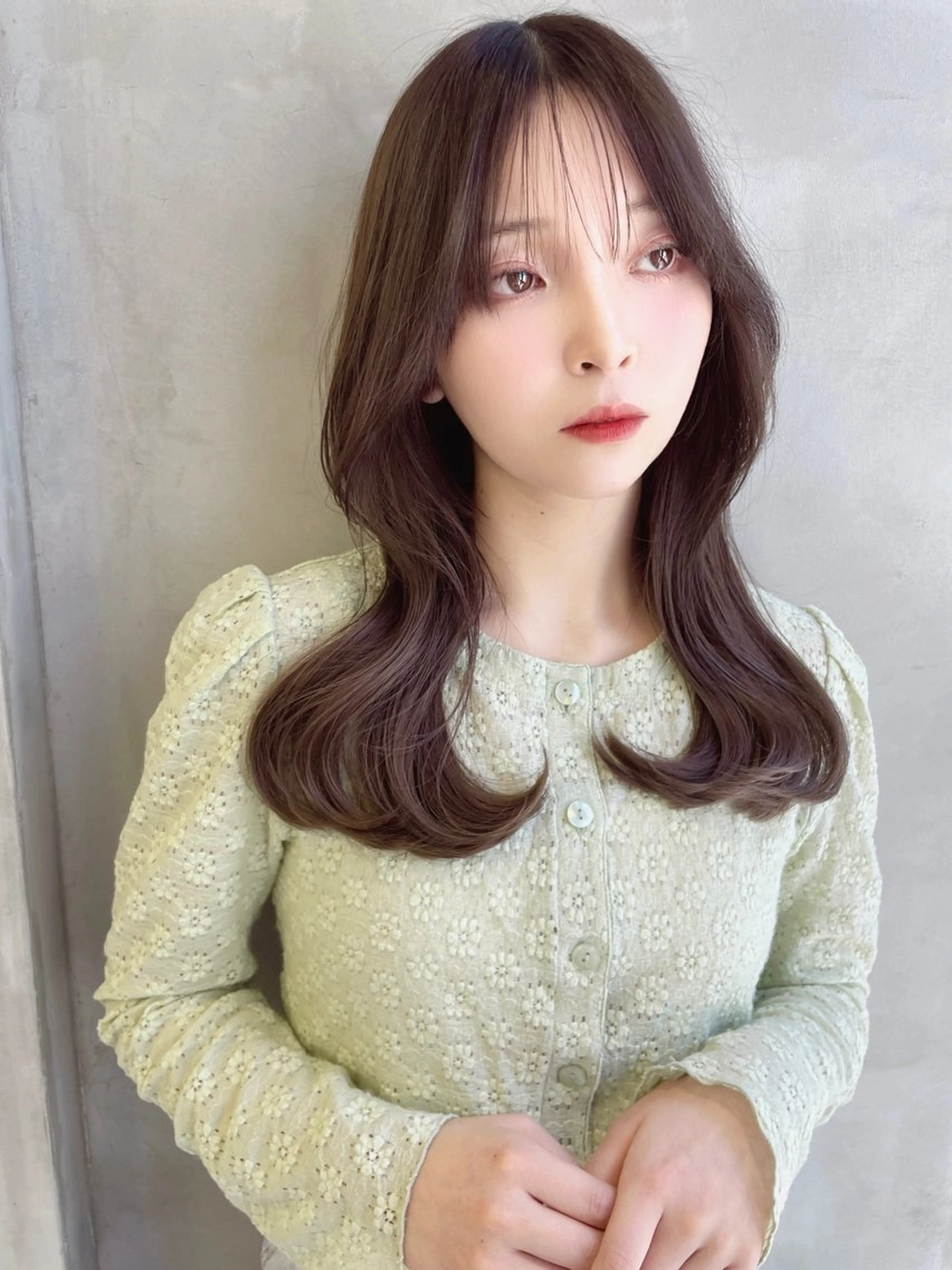 セミロング カラー カット ヘアカラー トリートメント ブリーチなし 透明感カラー/艶髪のヘアスタイル