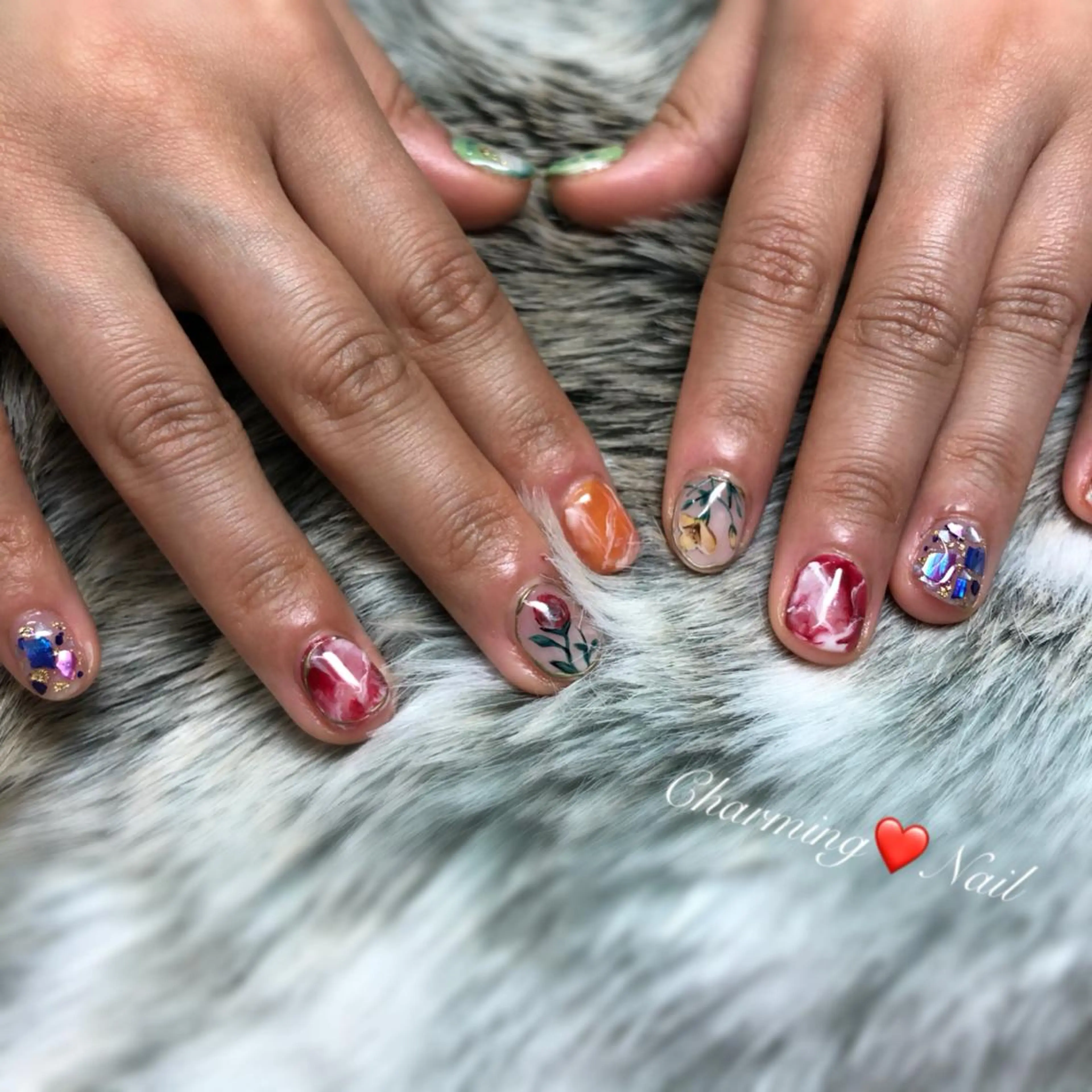 ネイル アートネイル フラワーネイル ジェルネイル 大理石ネイル(マーブル) ニュアンスネイル Charming❤️Nail所属・Nailist Amiのその他イメージ