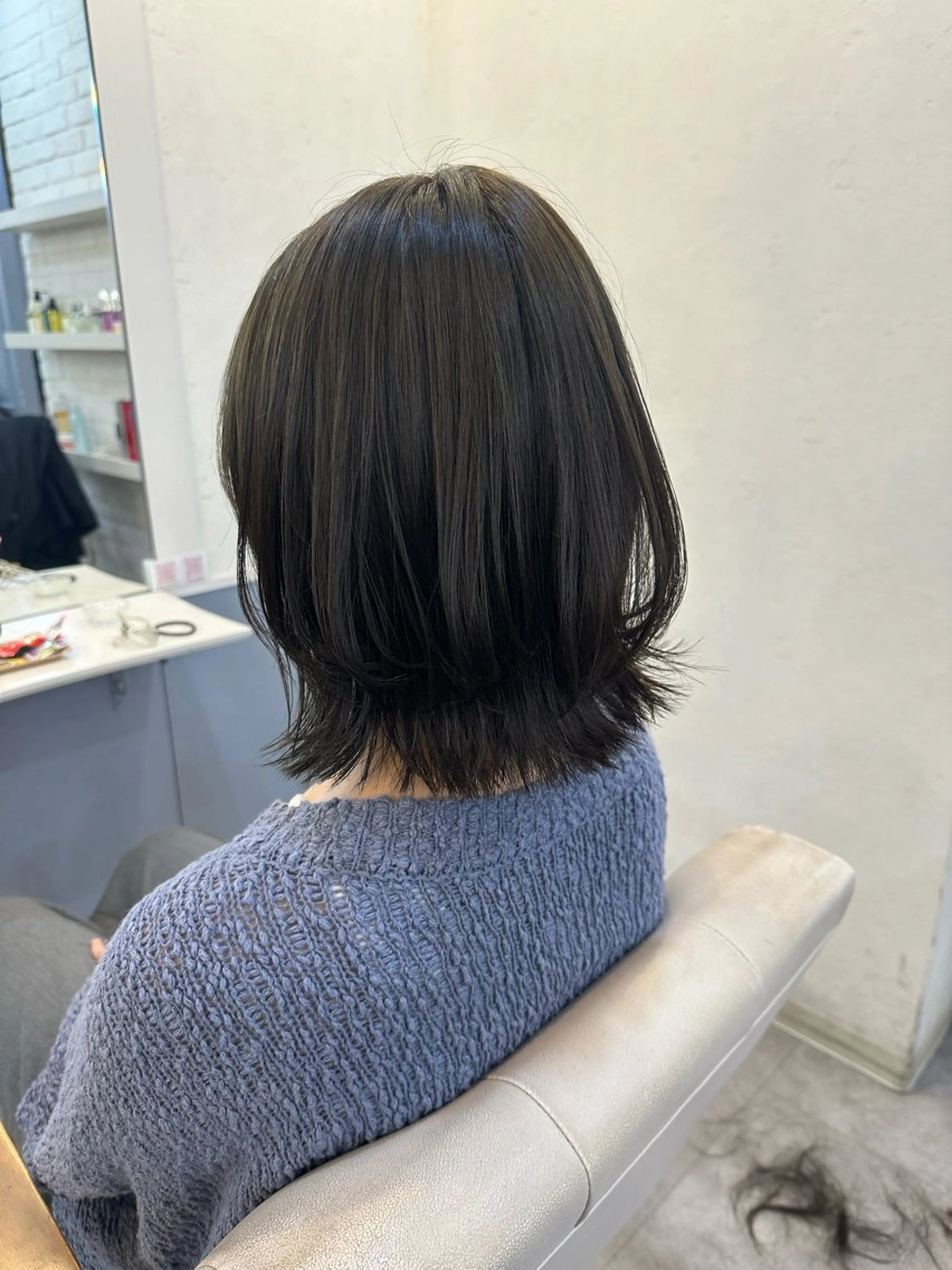 ミディアム カラー グレージュ くびれヘア レイヤーカット カット ヘアカラー トリートメント 🩵透明感/高発色 /難波/北原佑記🌸のヘアスタイル