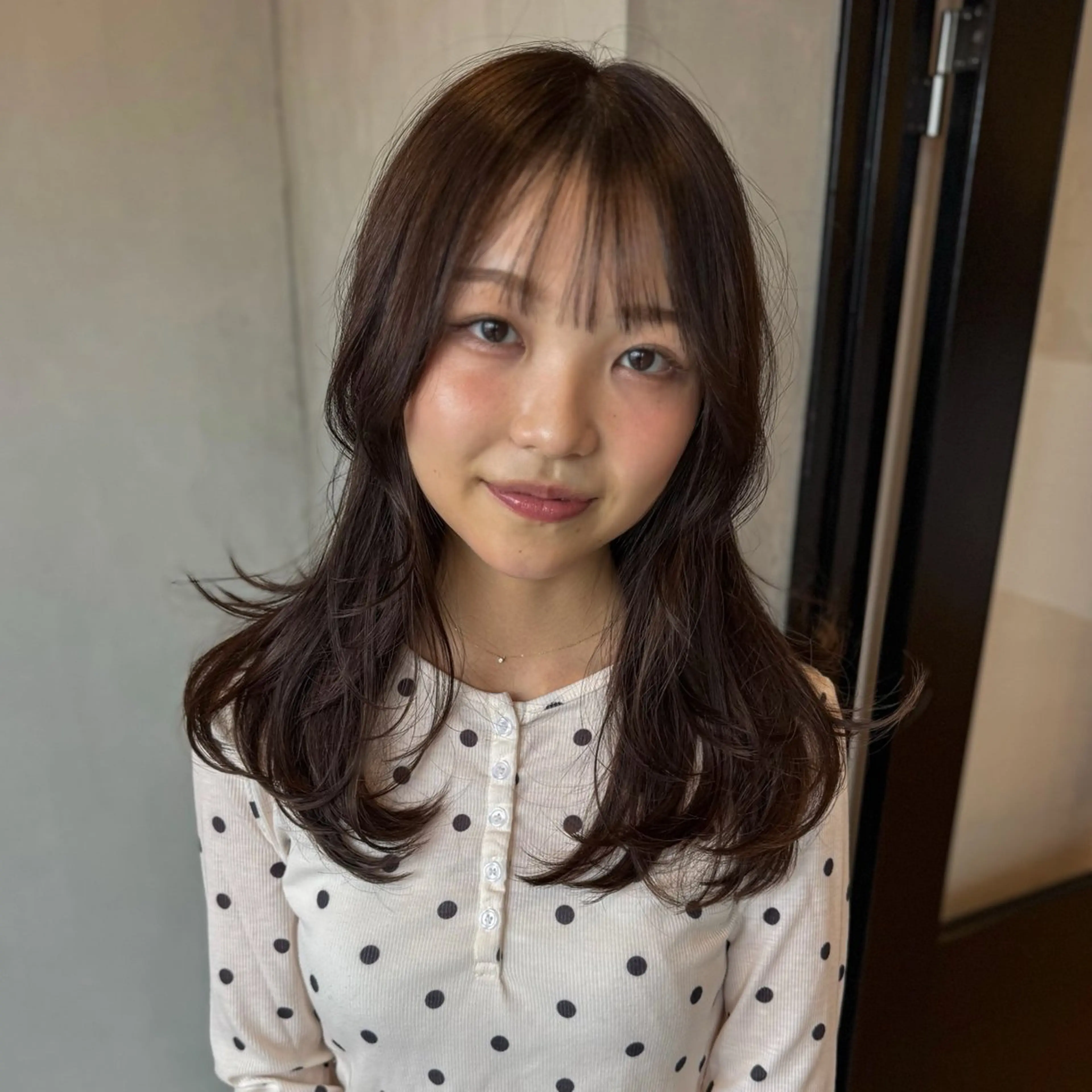 セミロング ベージュカラー/長岡 レイヤーカット/コウのヘアスタイル