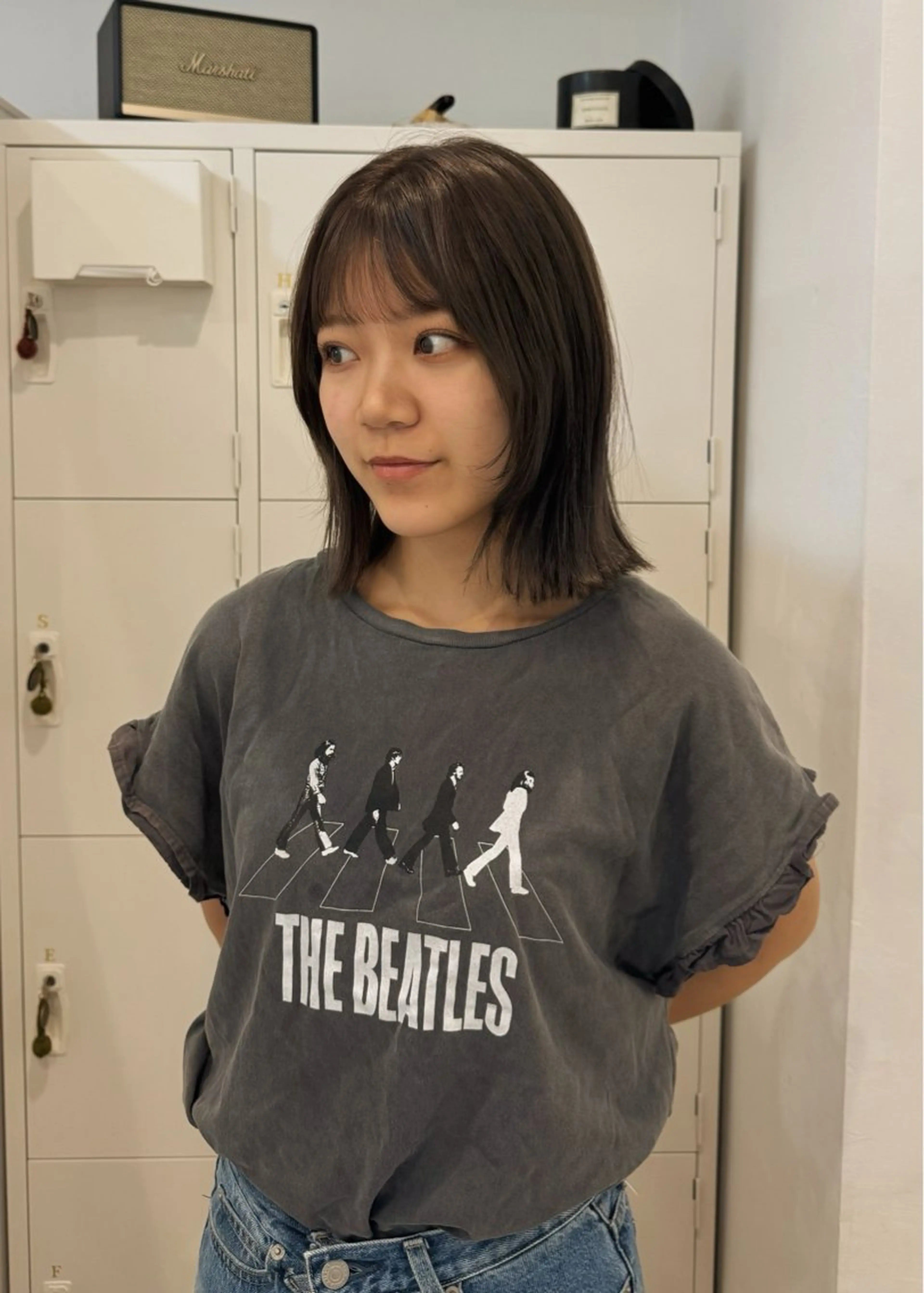 ミディアム カット ヘアカラー トリートメント 梅田／ベージュ レイヤー／ヌマタのヘアスタイル