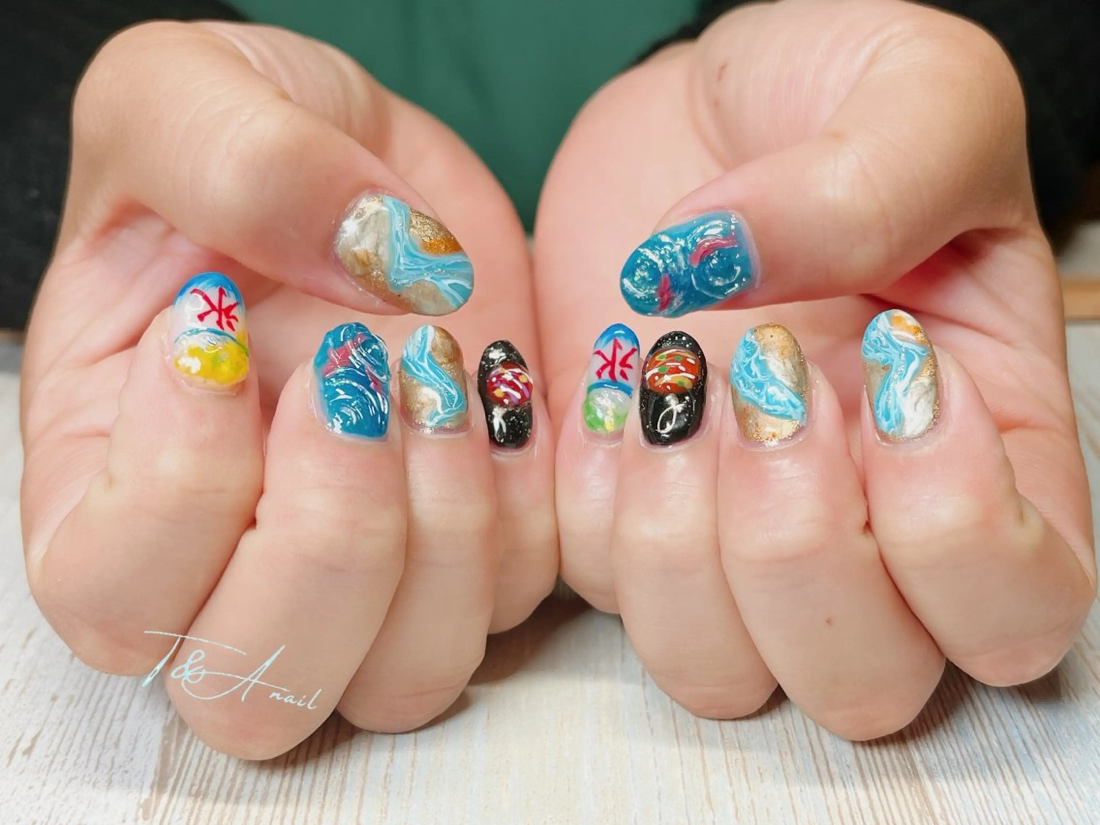 ネイル ジェルネイル 氷ネイル・うるうるネイル スカルプネイル 夏ネイル ヨーヨーネイル T&A nailのネイルデザイン