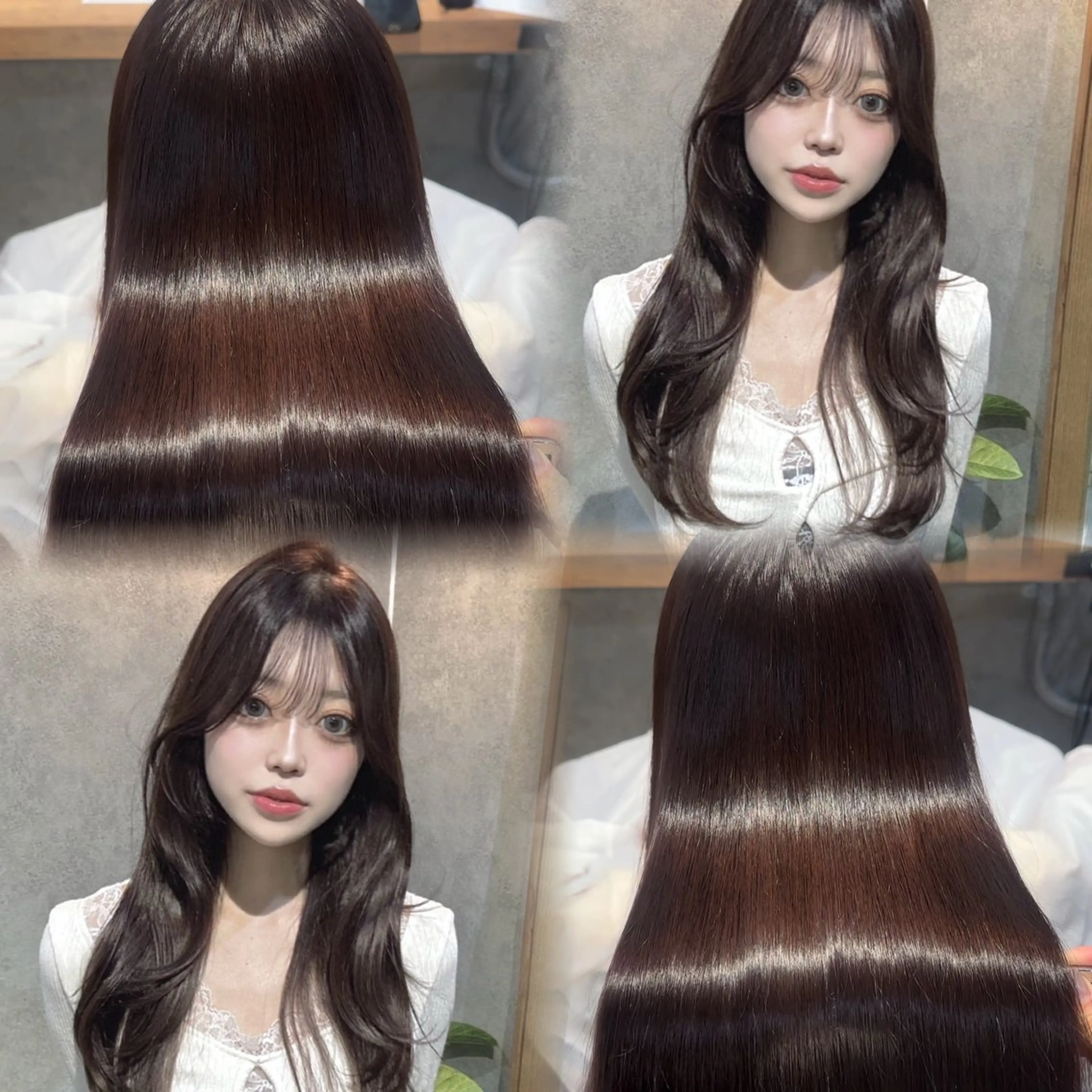 ロング カラー カット ヘアカラー 縮毛矯正 トリートメント 銀座レイヤーカット ×シースルー前髪のヘアスタイル