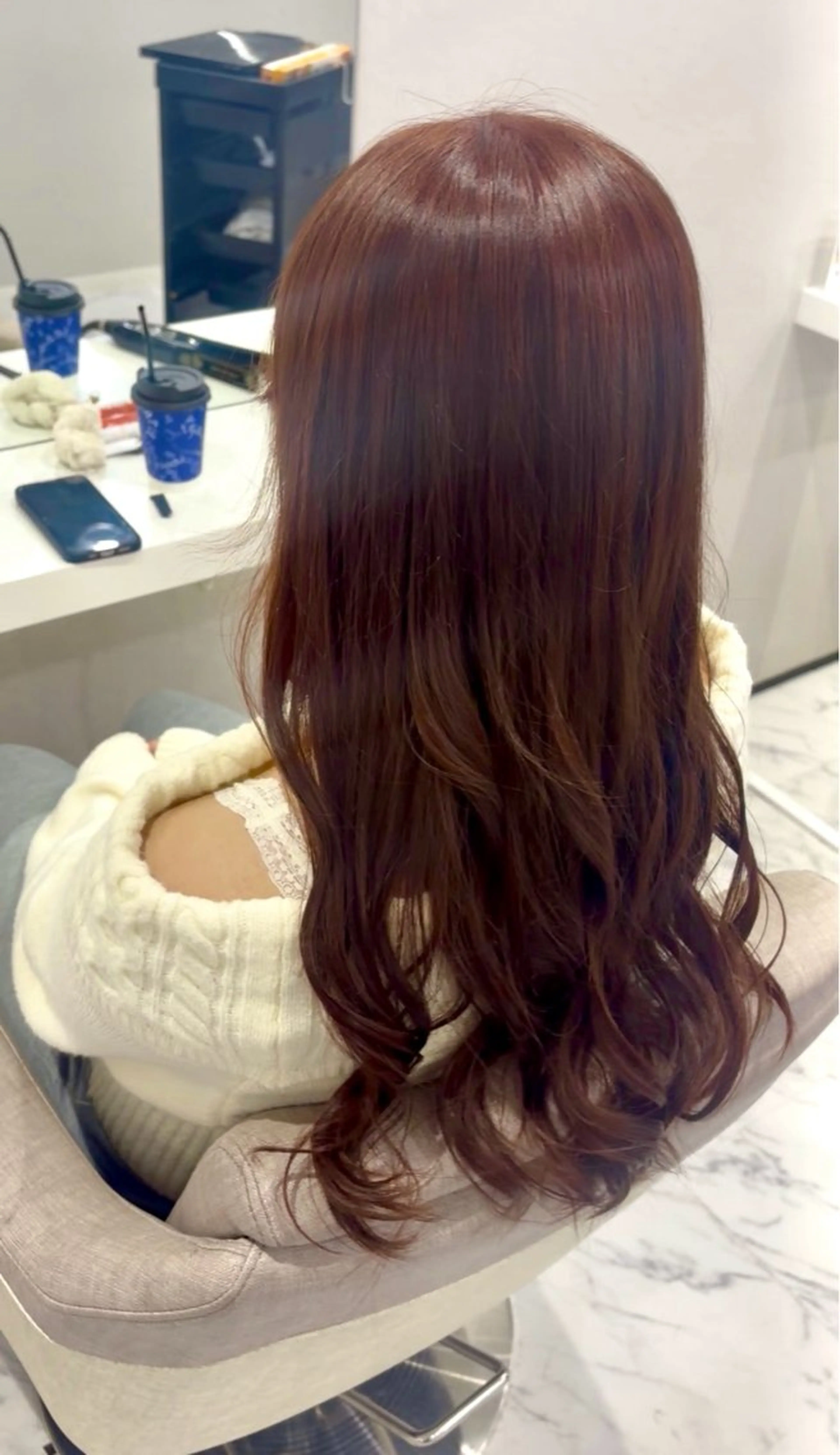 ロング カラー ブリーチ ダブルカラー ブリーチなしカラー オレンジ 石川 花奈のヘアスタイル