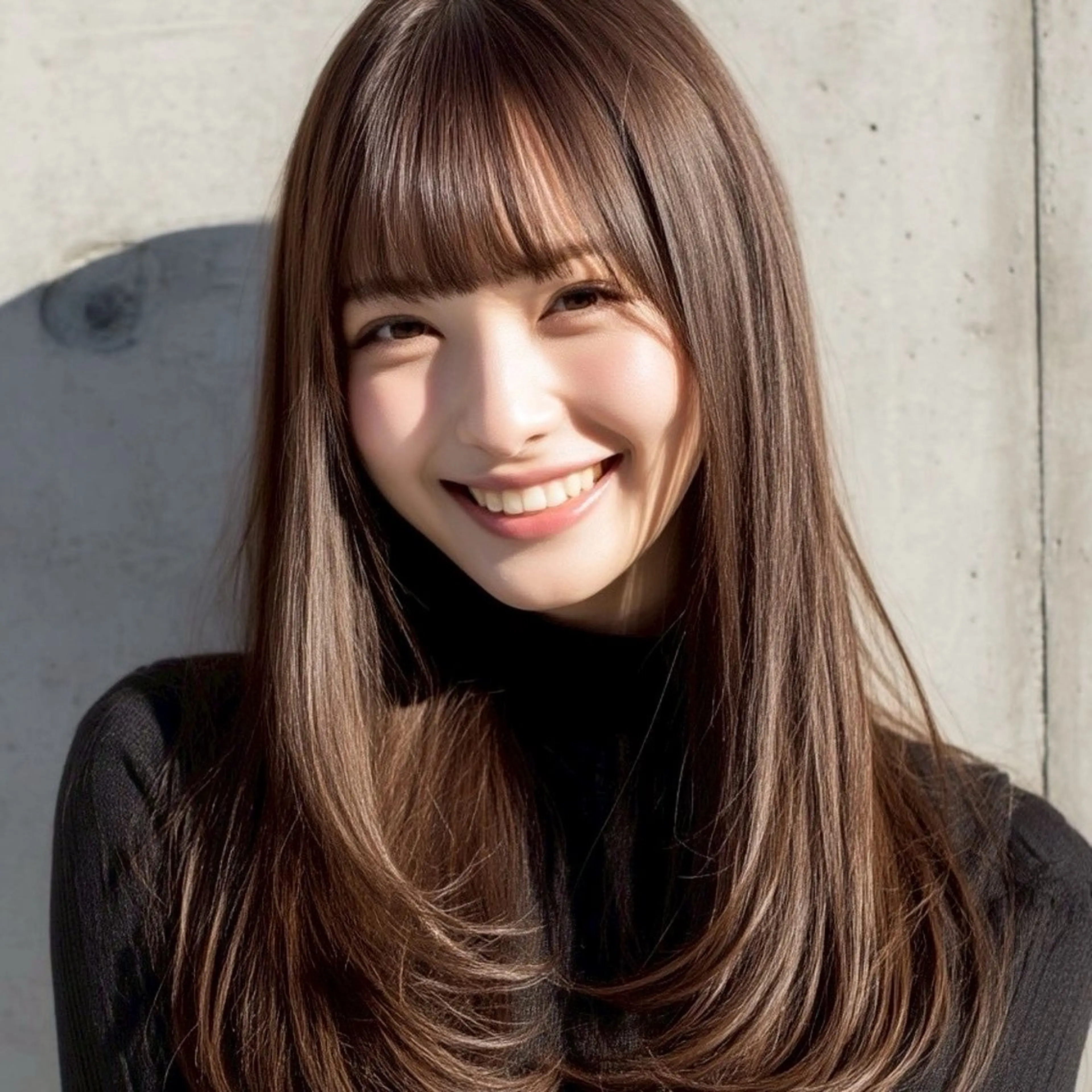 ロング カット 縮毛矯正 こうき/前髪割れ癖 改善/カット/カラーのヘアスタイル