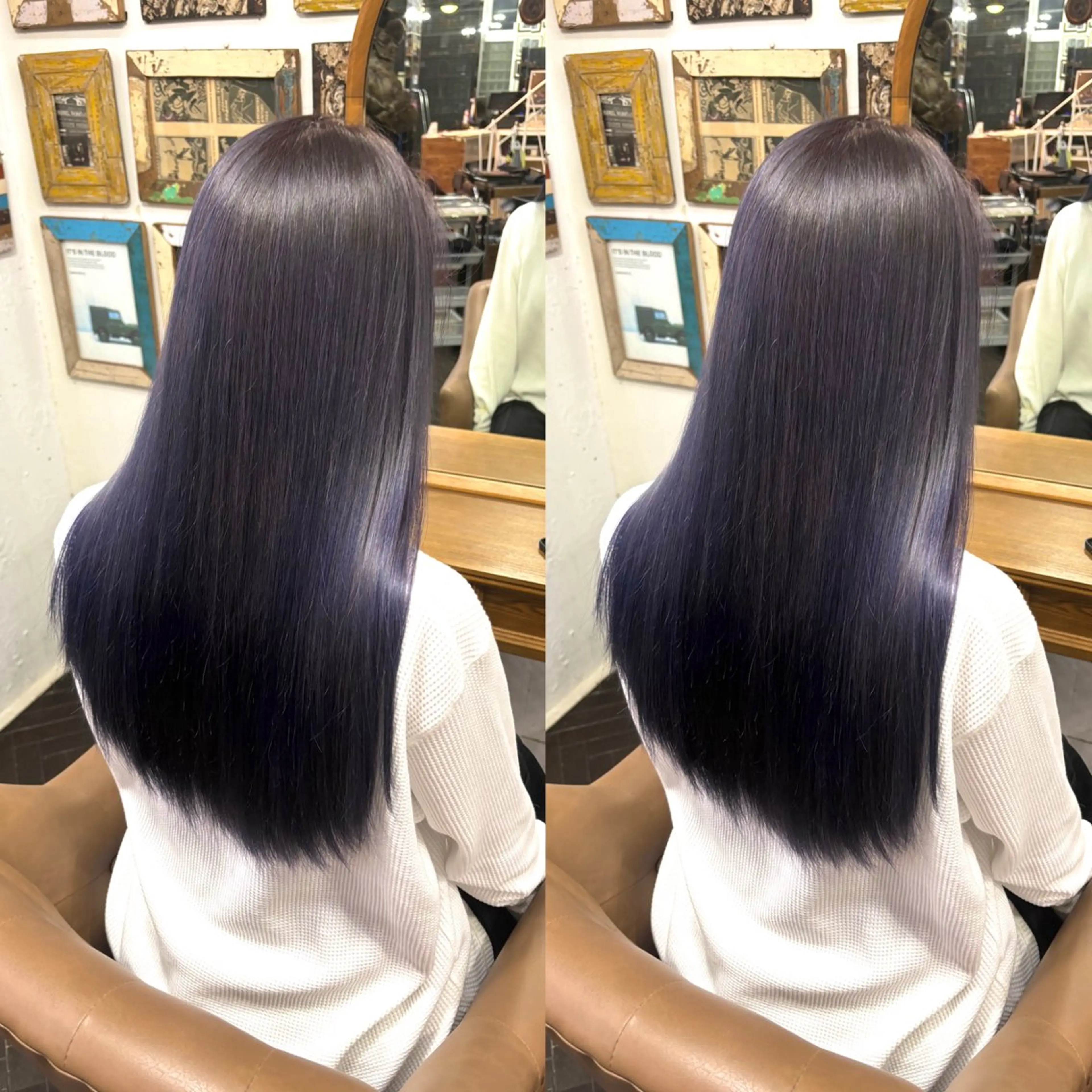 ロング カラー ブルーカラー 💎ハイトーン/艶 カラー モエカ💎のヘアスタイル