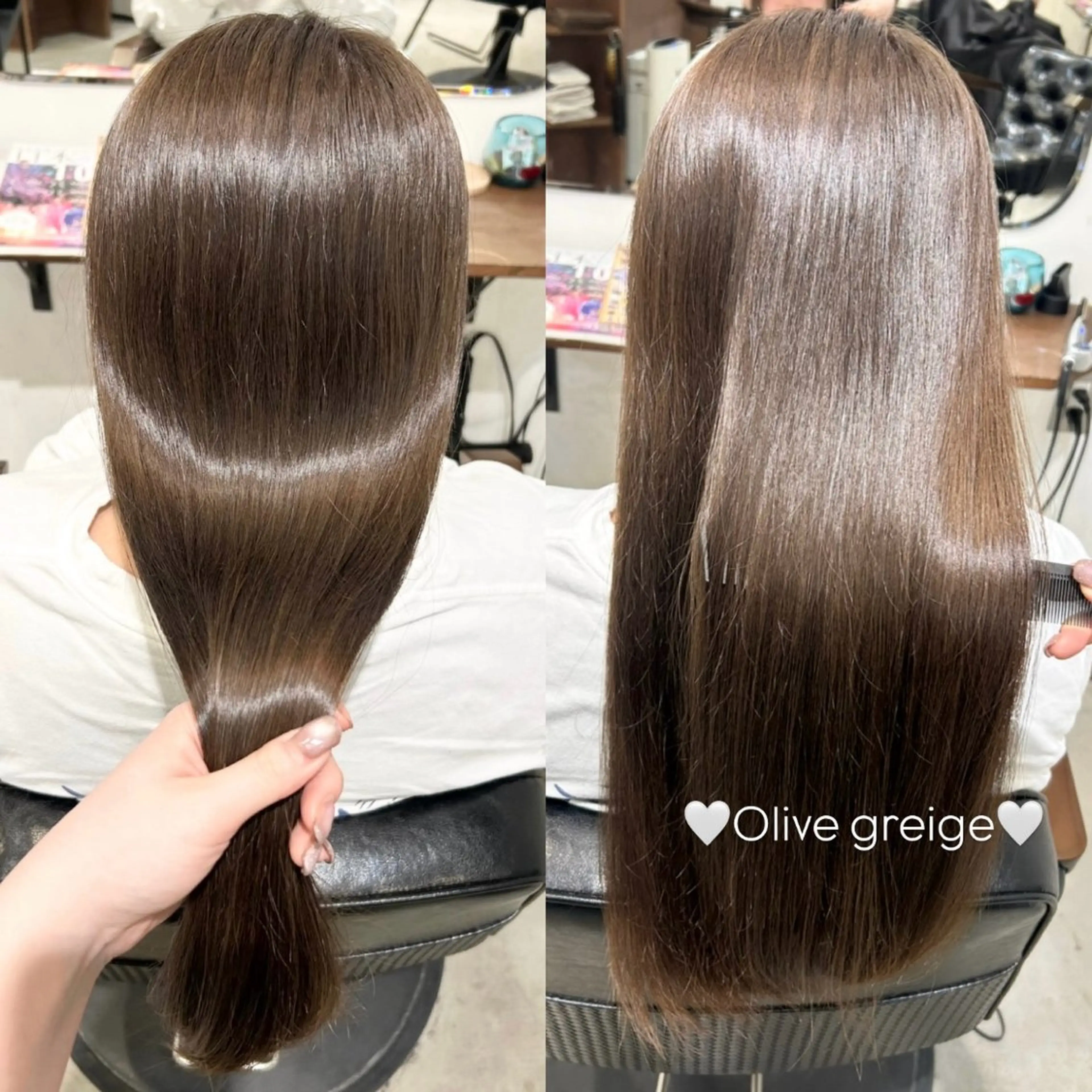 ロング カラー ベージュカラー ブリーチ オリーブベージュ ROUIS/ mioのヘアスタイル