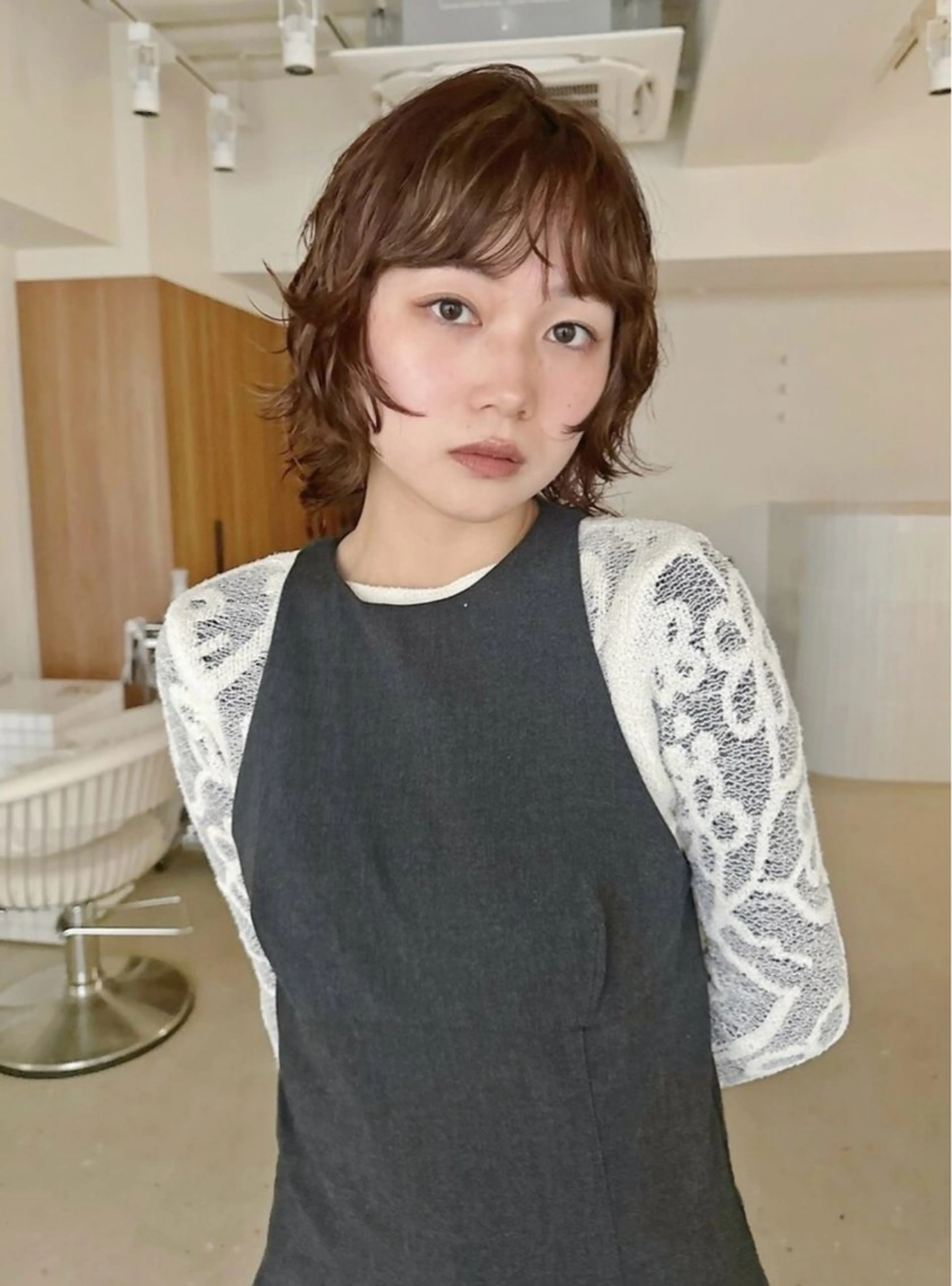 ミディアム カラー 切りっぱなしボブ ベージュカラー ブリーチ ダブルカラー グレージュ カット ヘアカラー トリートメント 小顔矯正/レイヤー 透明感カラー✨生真のヘアスタイル