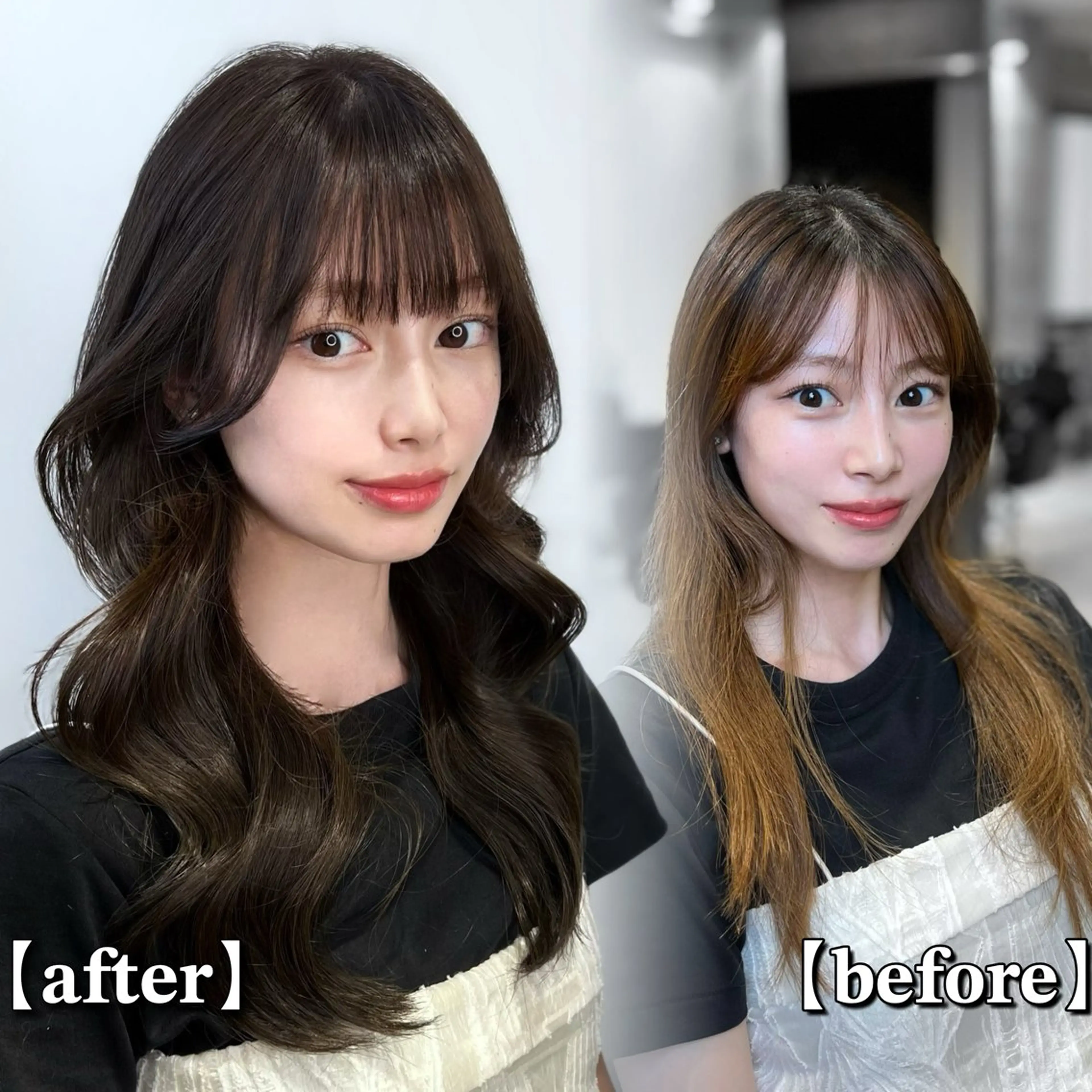 セミロング ヘアアレンジ 韓国風ヘア レイヤーカット トリートメント ワンホンレイヤー 🏅韓国ヘア/新宿/ レイヤー/KSukeのヘアスタイル