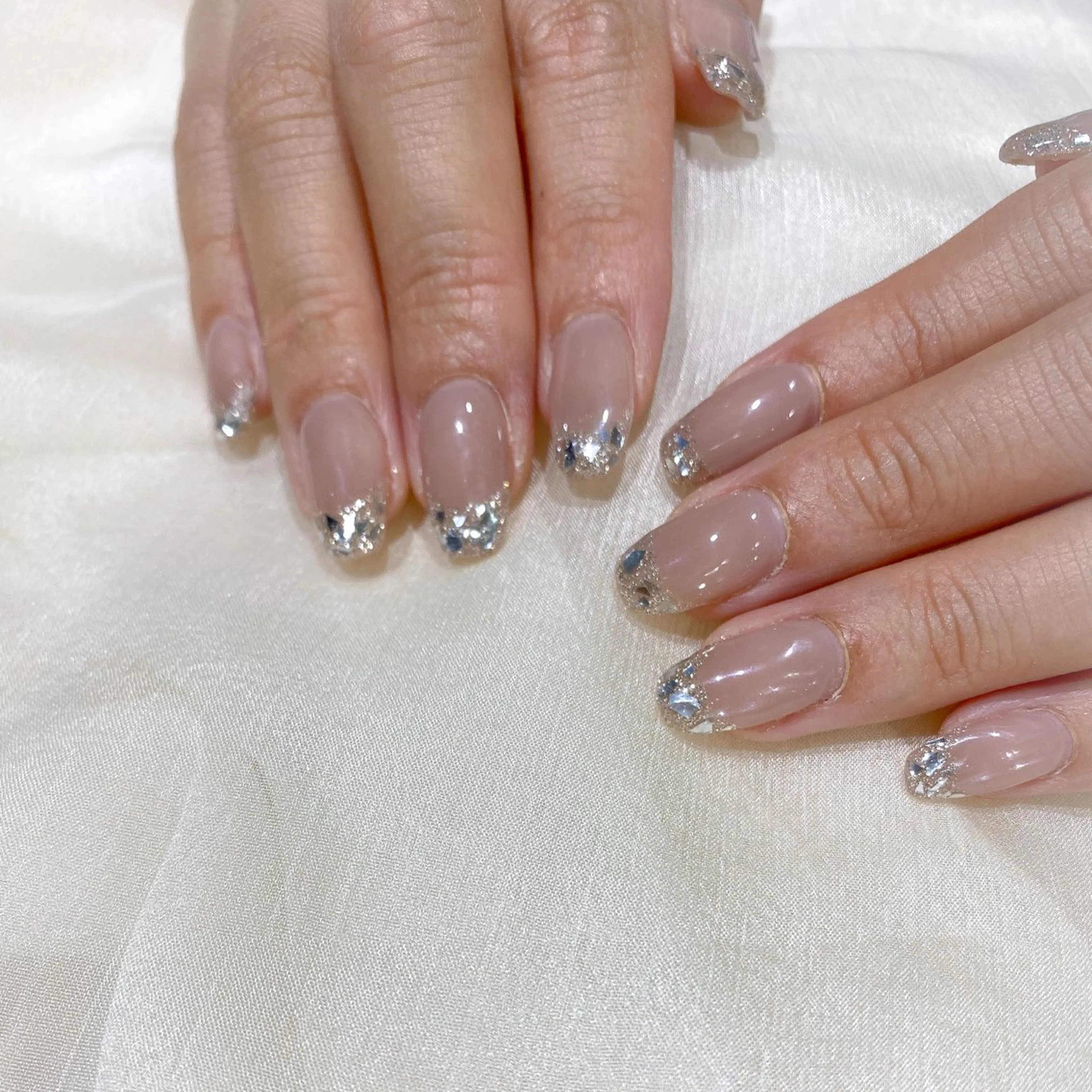 ネイル フレンチネイル ガラスフレンチ muguet🎀 chikaのネイルデザイン