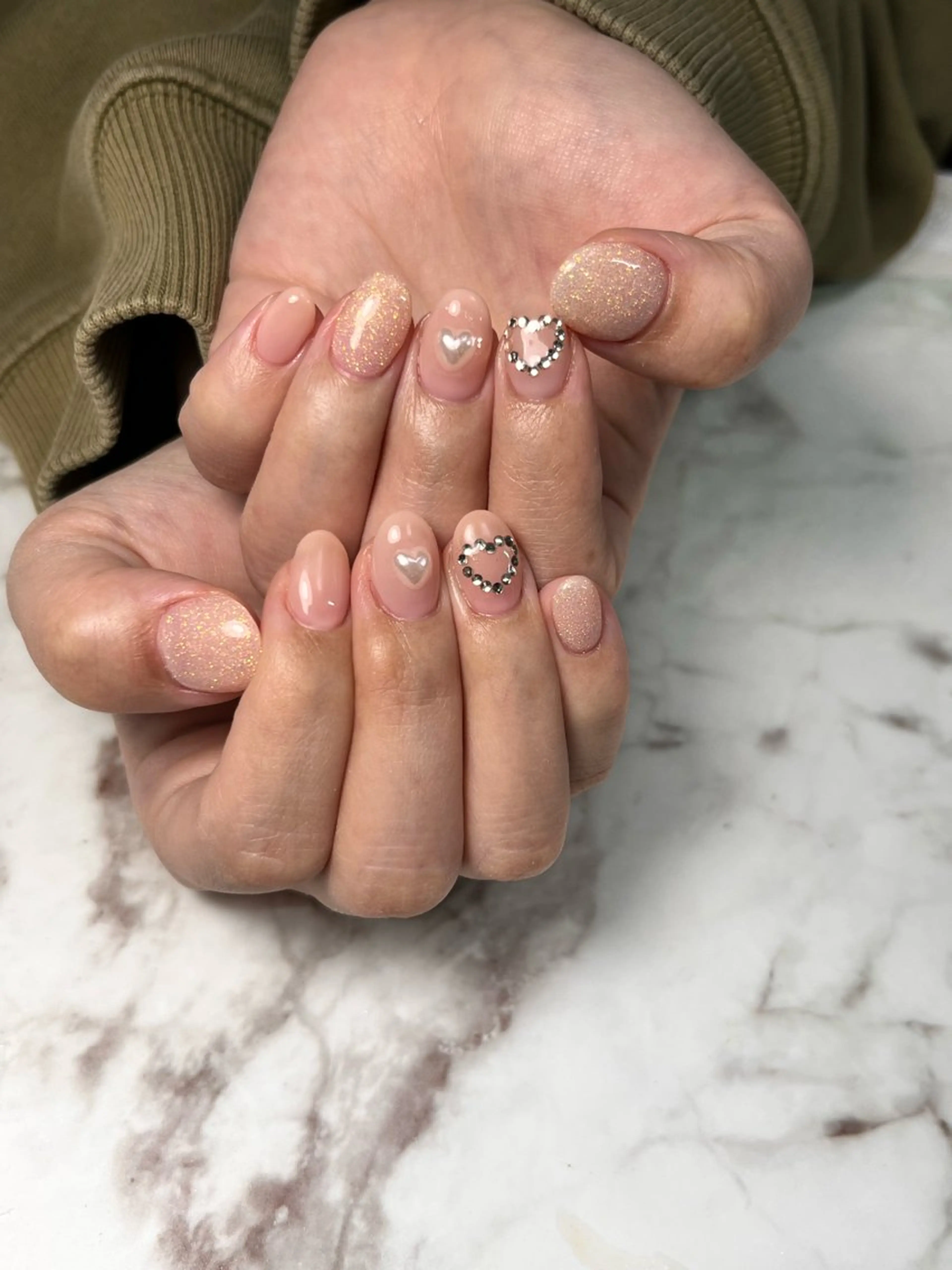 ネイル フラッシュネイル ハート ハンドネイル mellow mのネイルデザイン