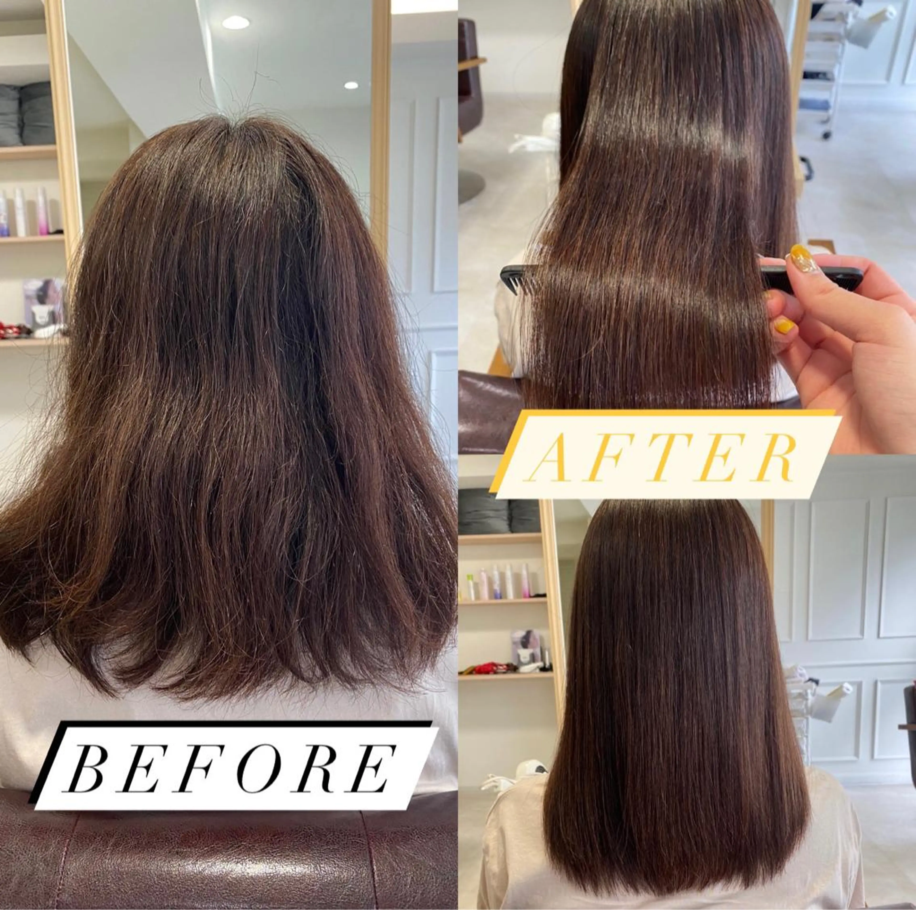 ミディアム 縮毛矯正 トリートメント 🎀髪質改善🎀 Olive南森町のヘアスタイル