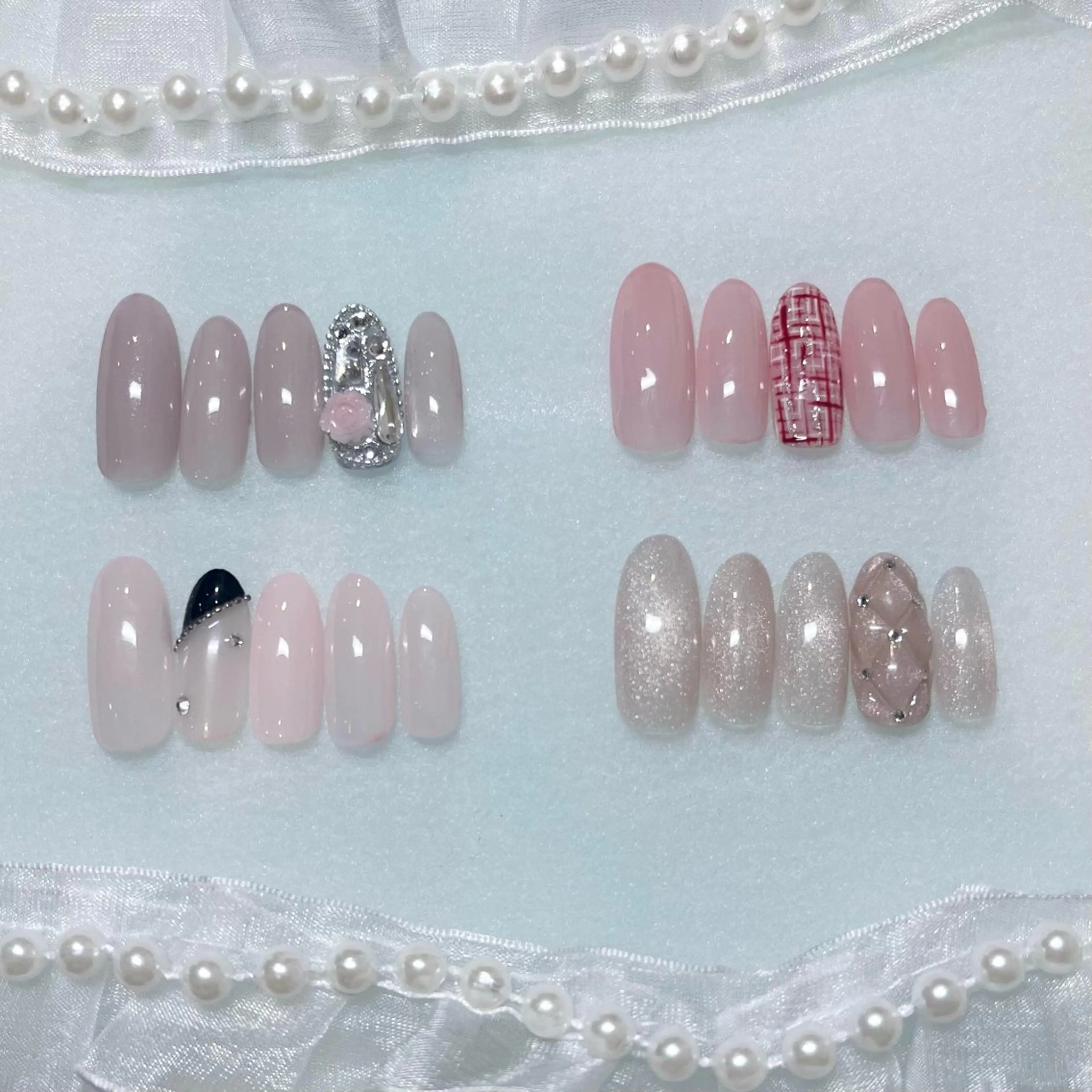 ネイル アートネイル ガーリー 韓国ネイル 持ち込み ワンホンネイル KOKONA 🎀のネイルデザイン