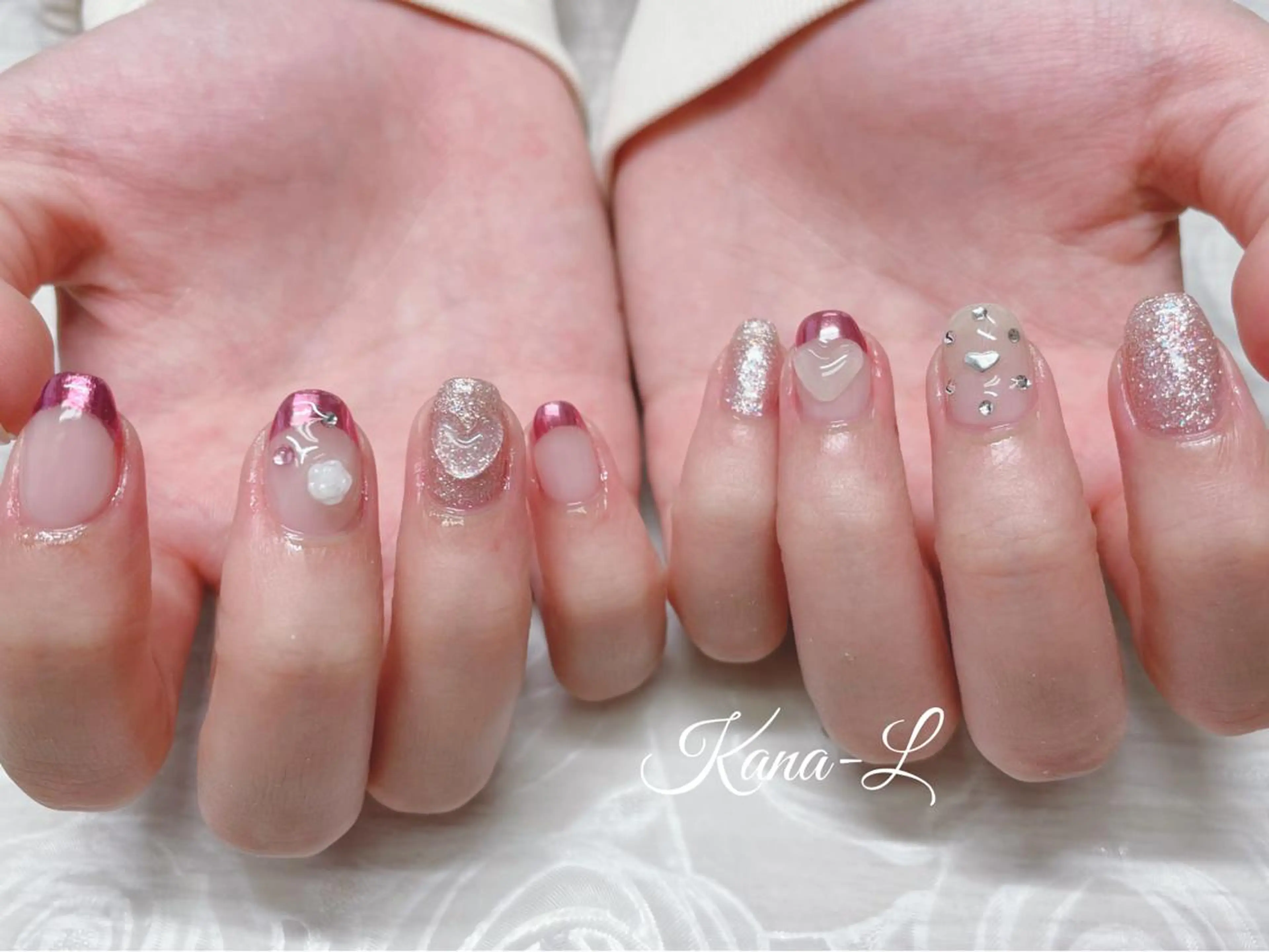 カラー ネイル フレンチネイル ぷっくりネイル 芦辺 香奈のネイルデザイン