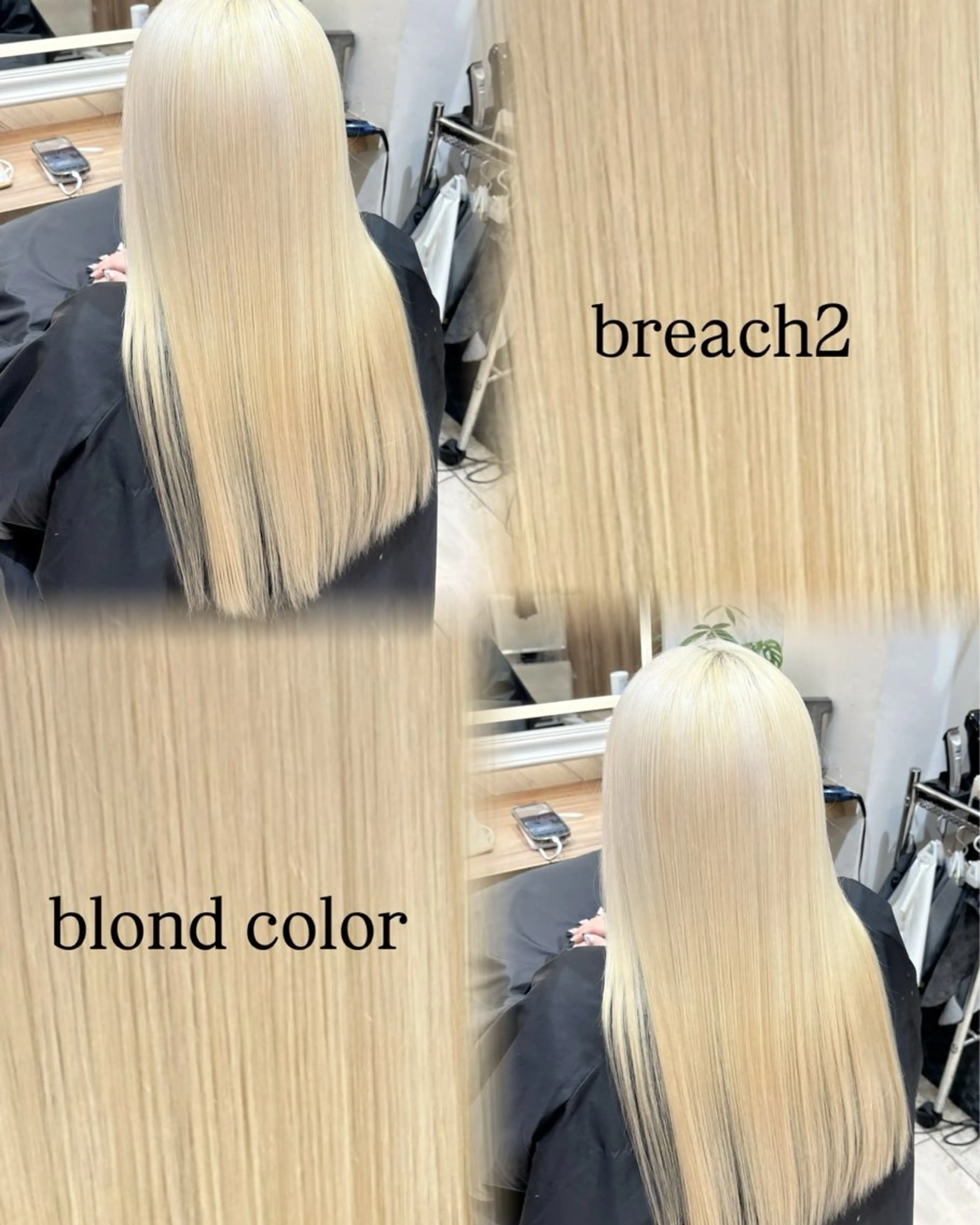 ロング カラー ブリーチ ヘアカラー エクステ ハイトーンカラー シールエクステのヘアスタイル