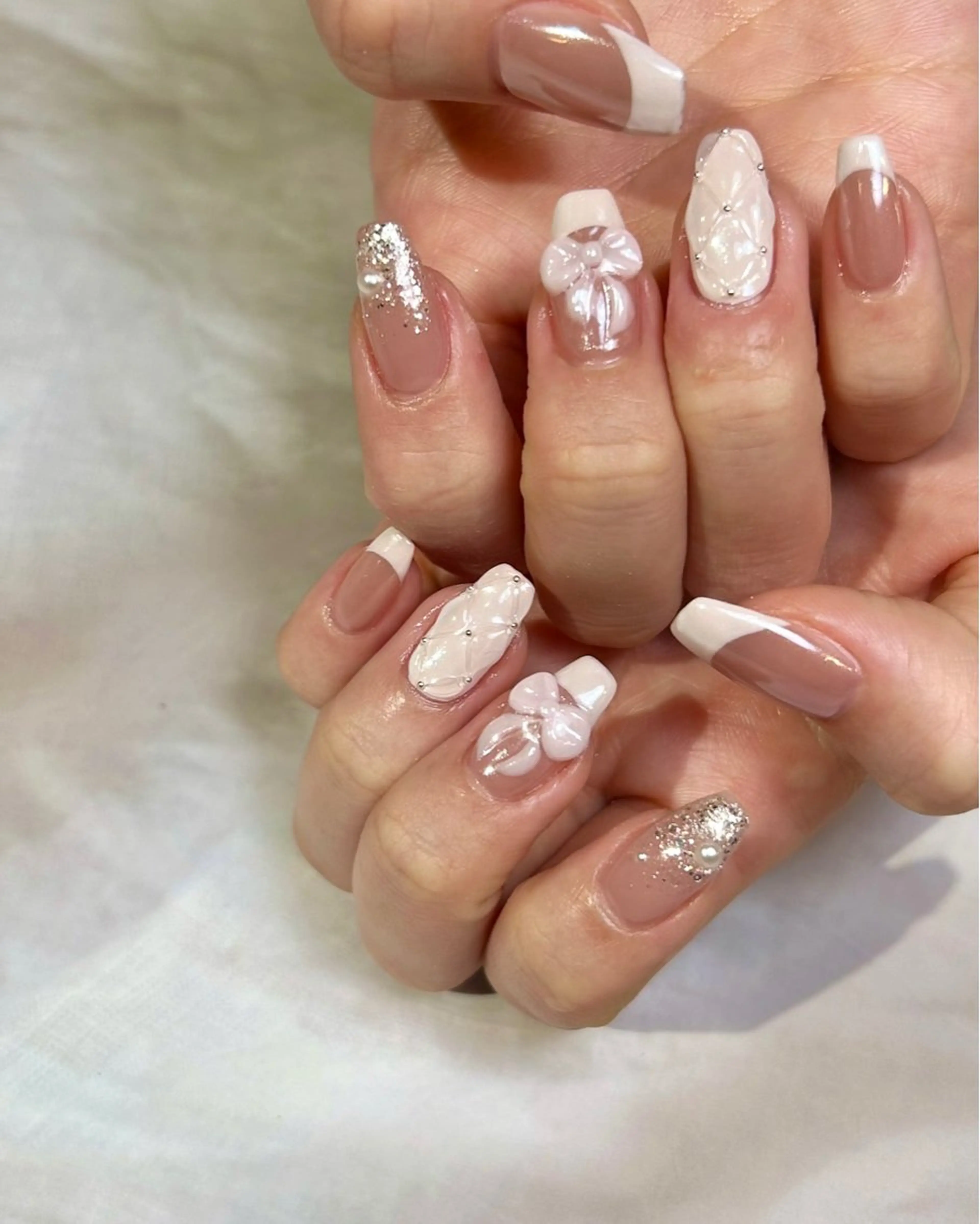 ネイル ピンク リボン ハンドネイル Reflection marikoのネイルデザイン