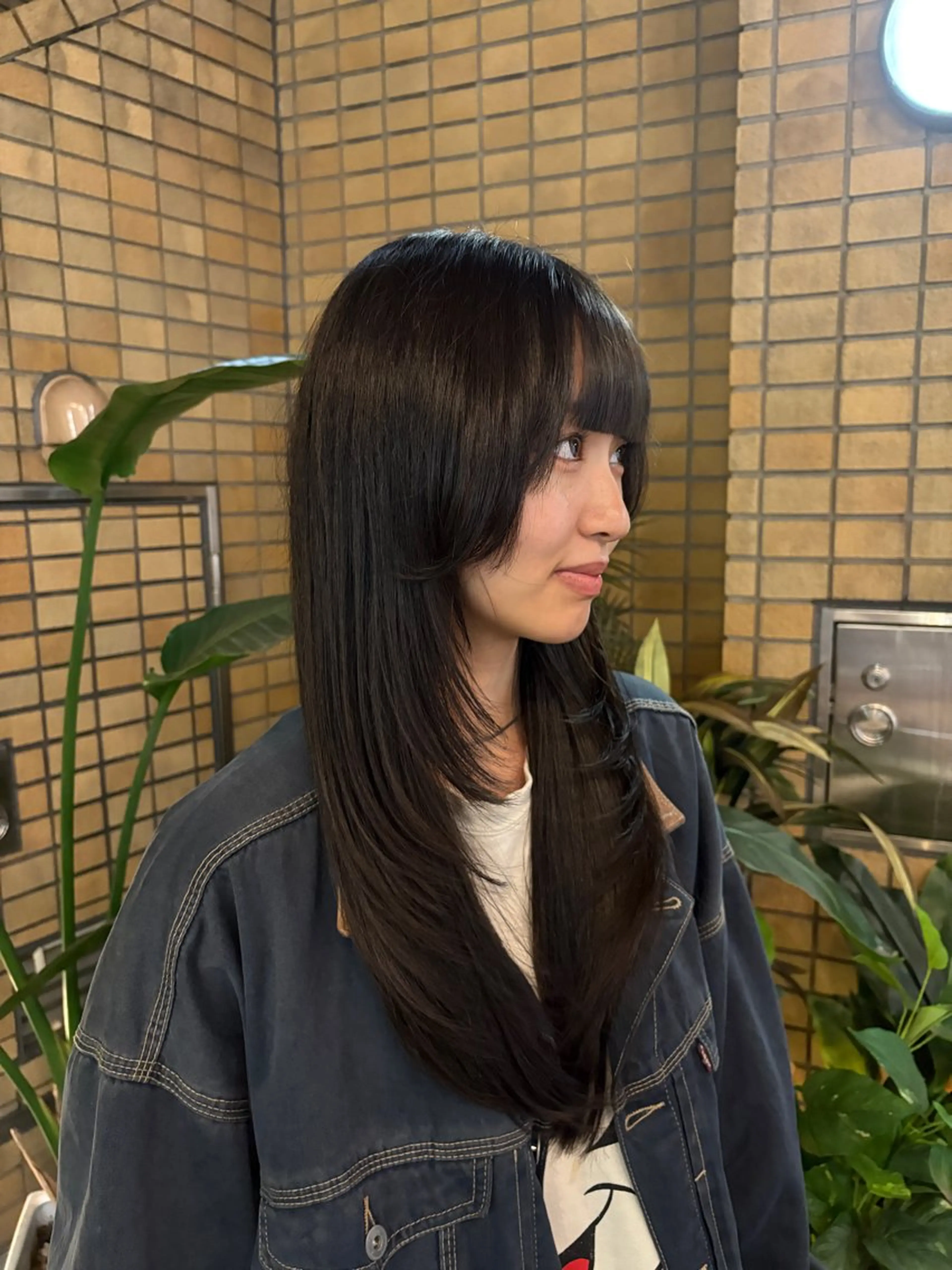 ロング 顔まわりレイヤー 顔周りカット 韓国風ヘア レイヤーカット HEIMER ミカド　サトル△のヘアスタイル