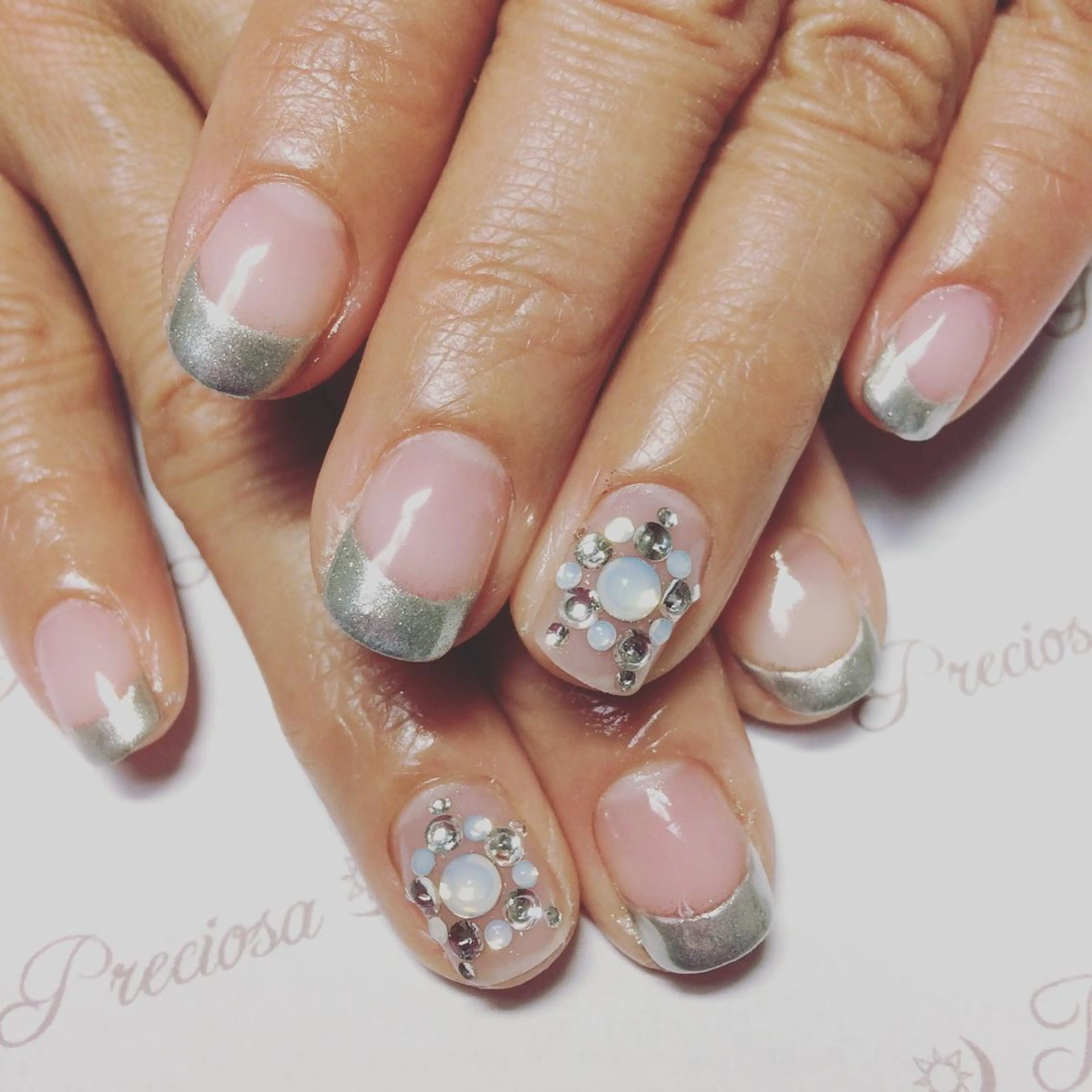 ネイル フレンチネイル ミラーネイル シンプルネイル preciosa.nail所属・久場 晴美のネイルデザイン
