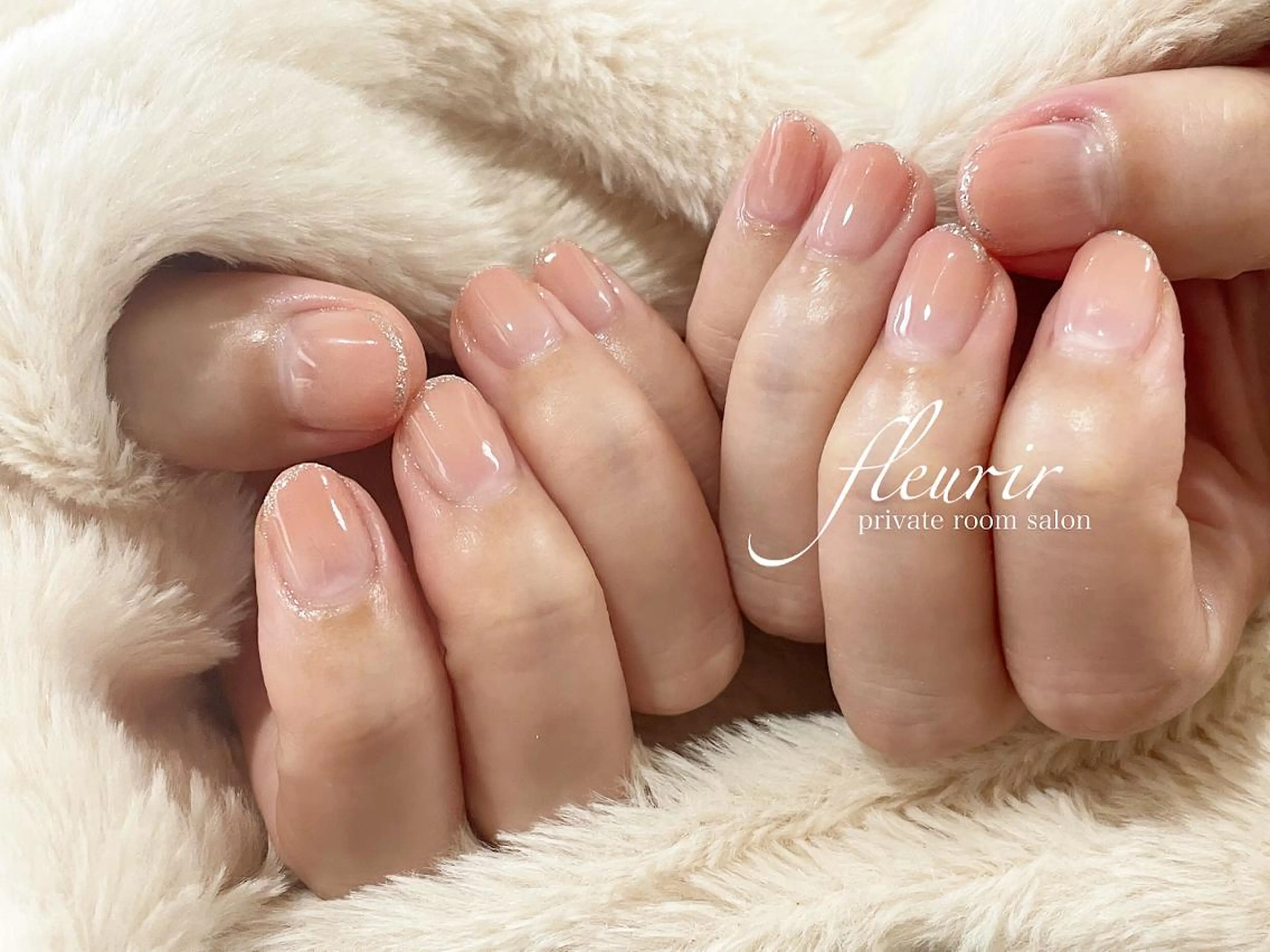ネイル フレンチネイル ラメ(グリッター) シルバー フルリール 【プライベートサロンのネイルデザイン