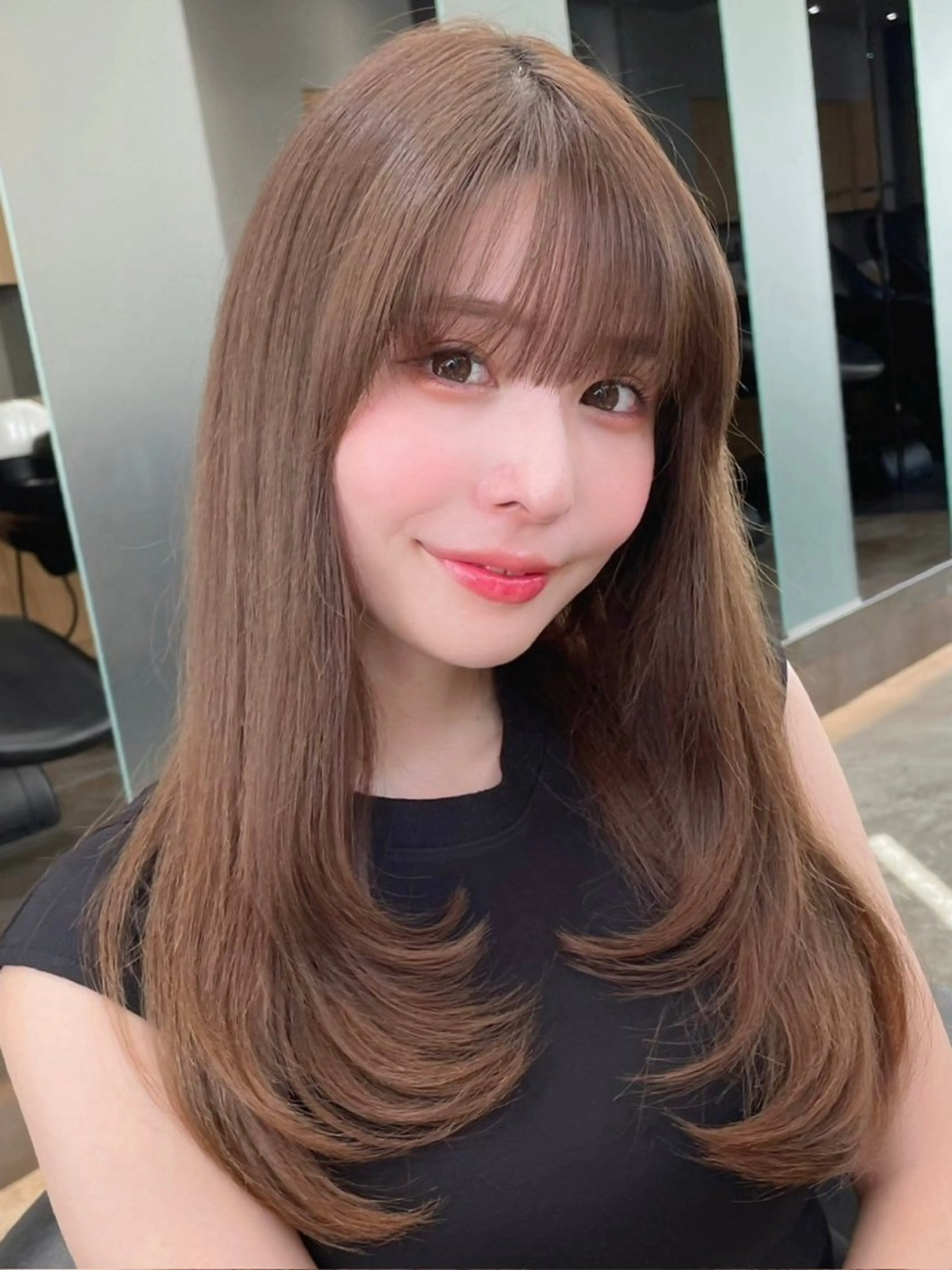 ロング カラー 山崎/ボブ縮毛矯正 レイヤー髪質改善のヘアスタイル