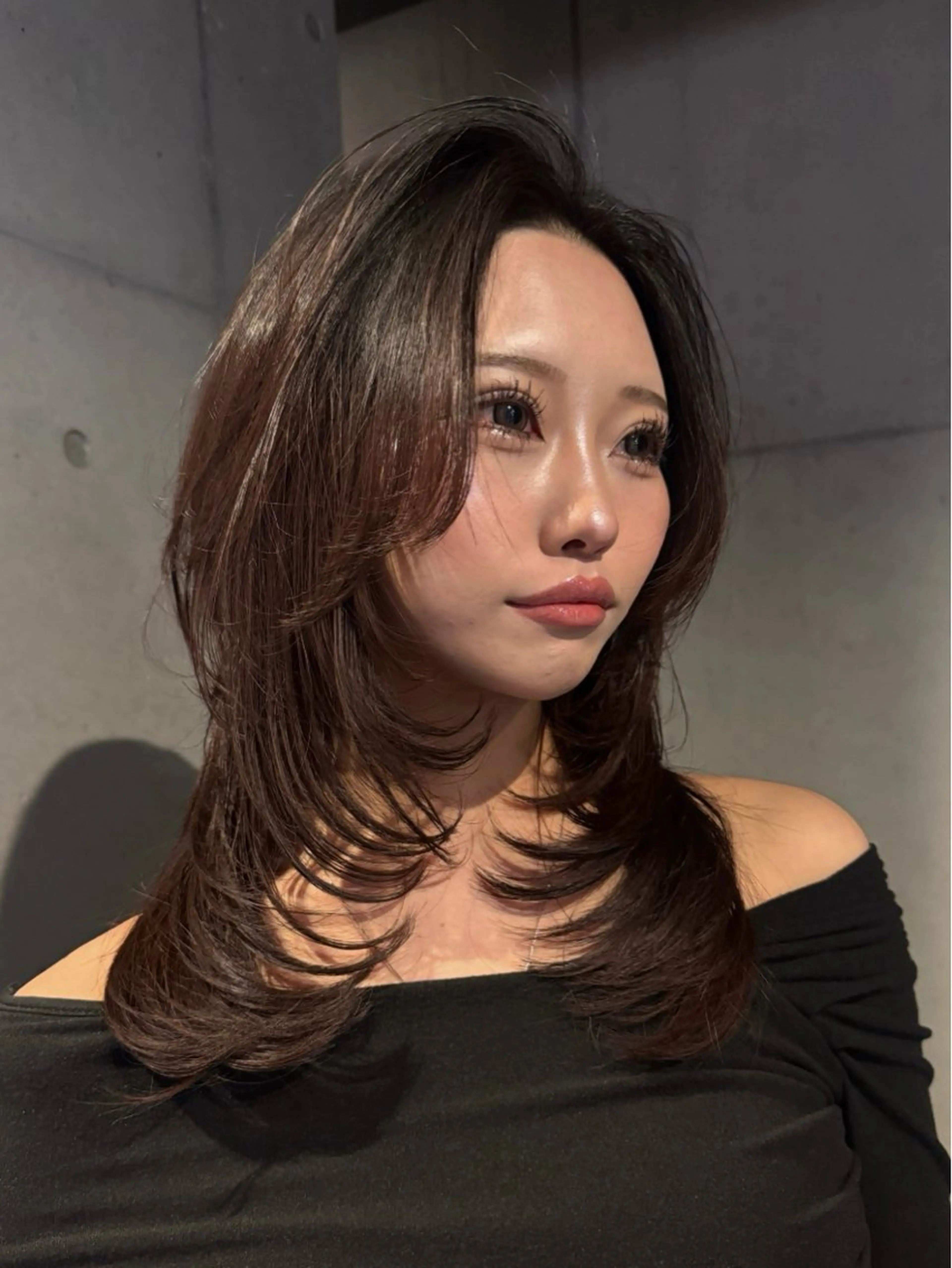 ロング ハッシュカット 韓国風ヘア レイヤーカット だいち/ブリーチ/ レイヤーカットのヘアスタイル