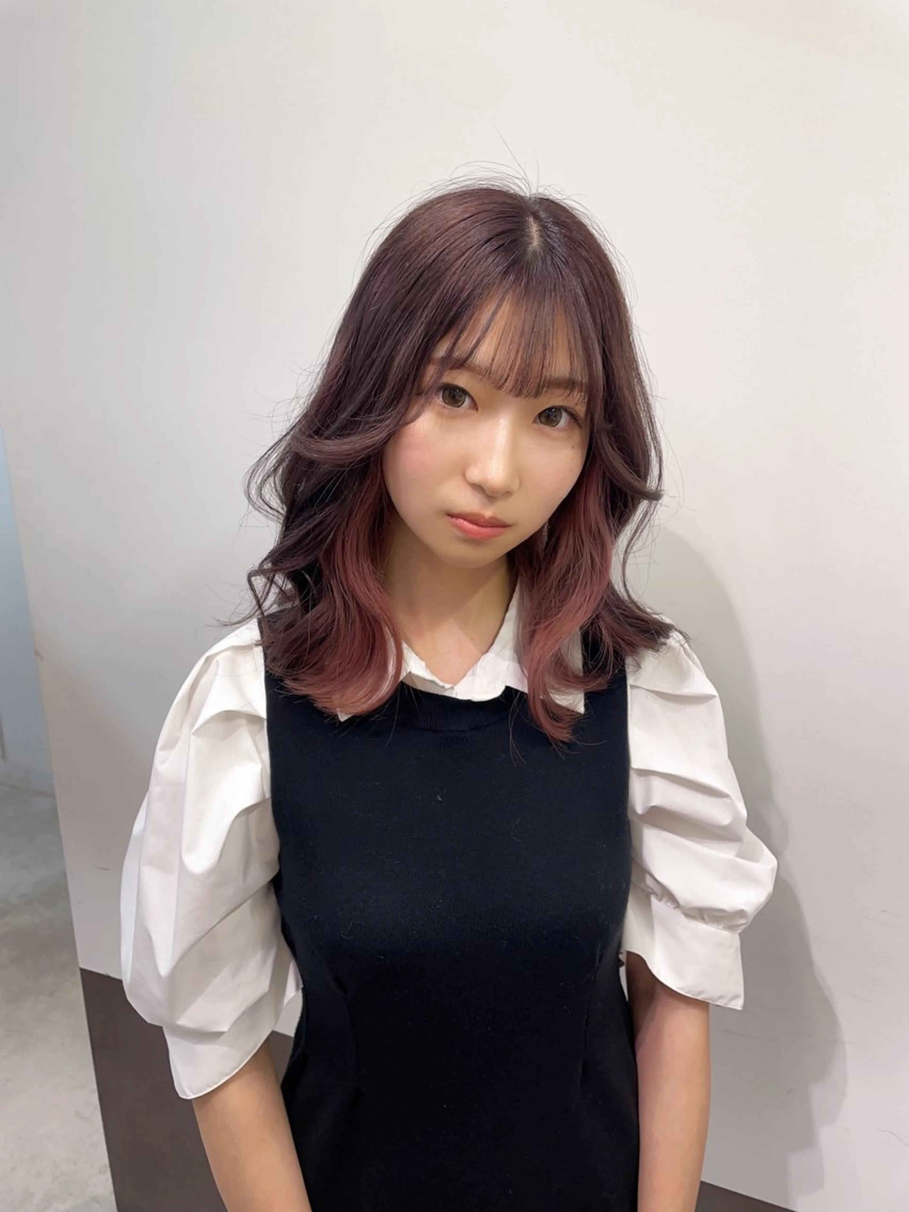 ミディアム ボブ 髪質改善 ヘアカラー 顔周りレイヤー/新宿 /モテ艶カラー/航介のヘアスタイル