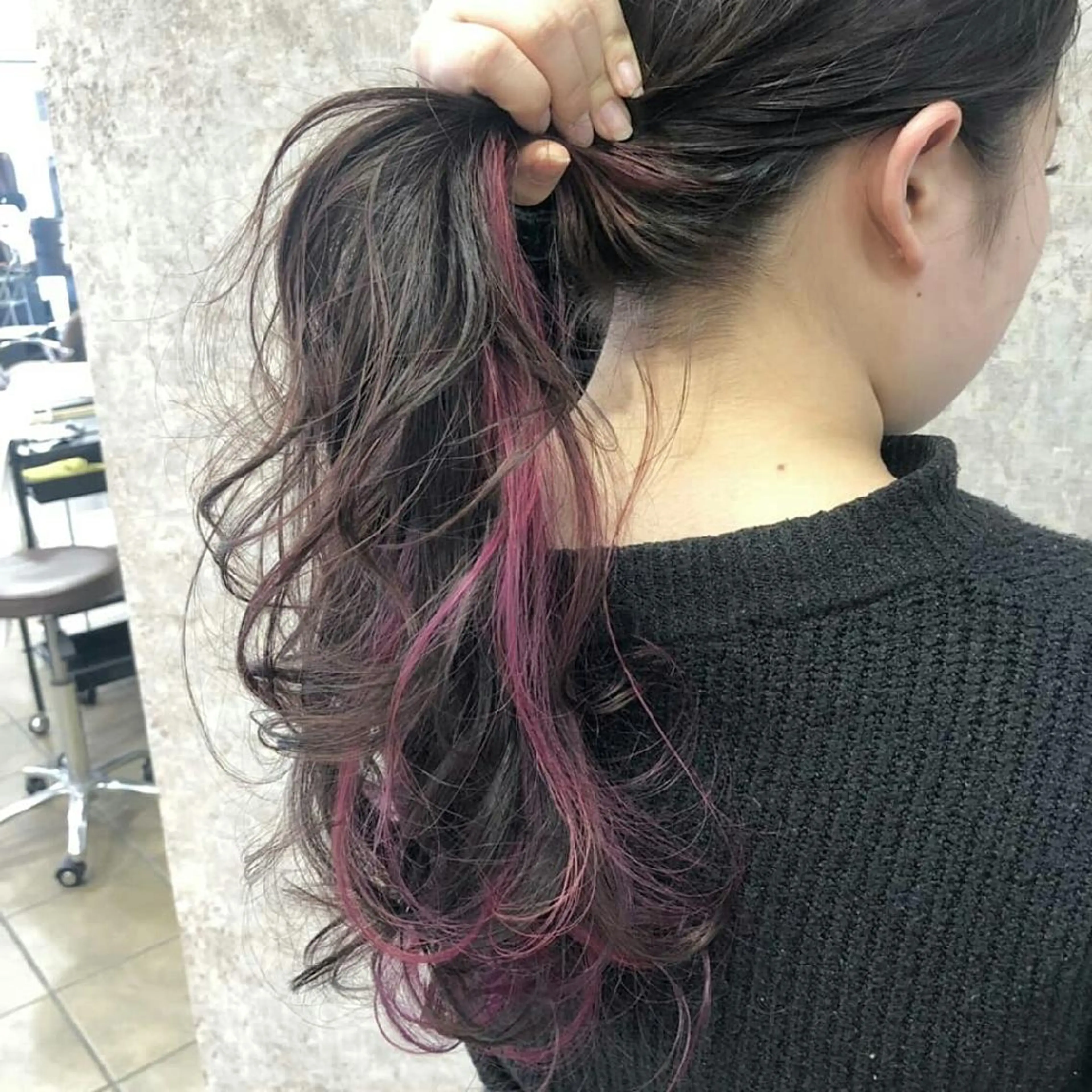 ロング ヘアカラー Luisハイライト　 喜連瓜破、髪質改善のヘアスタイル