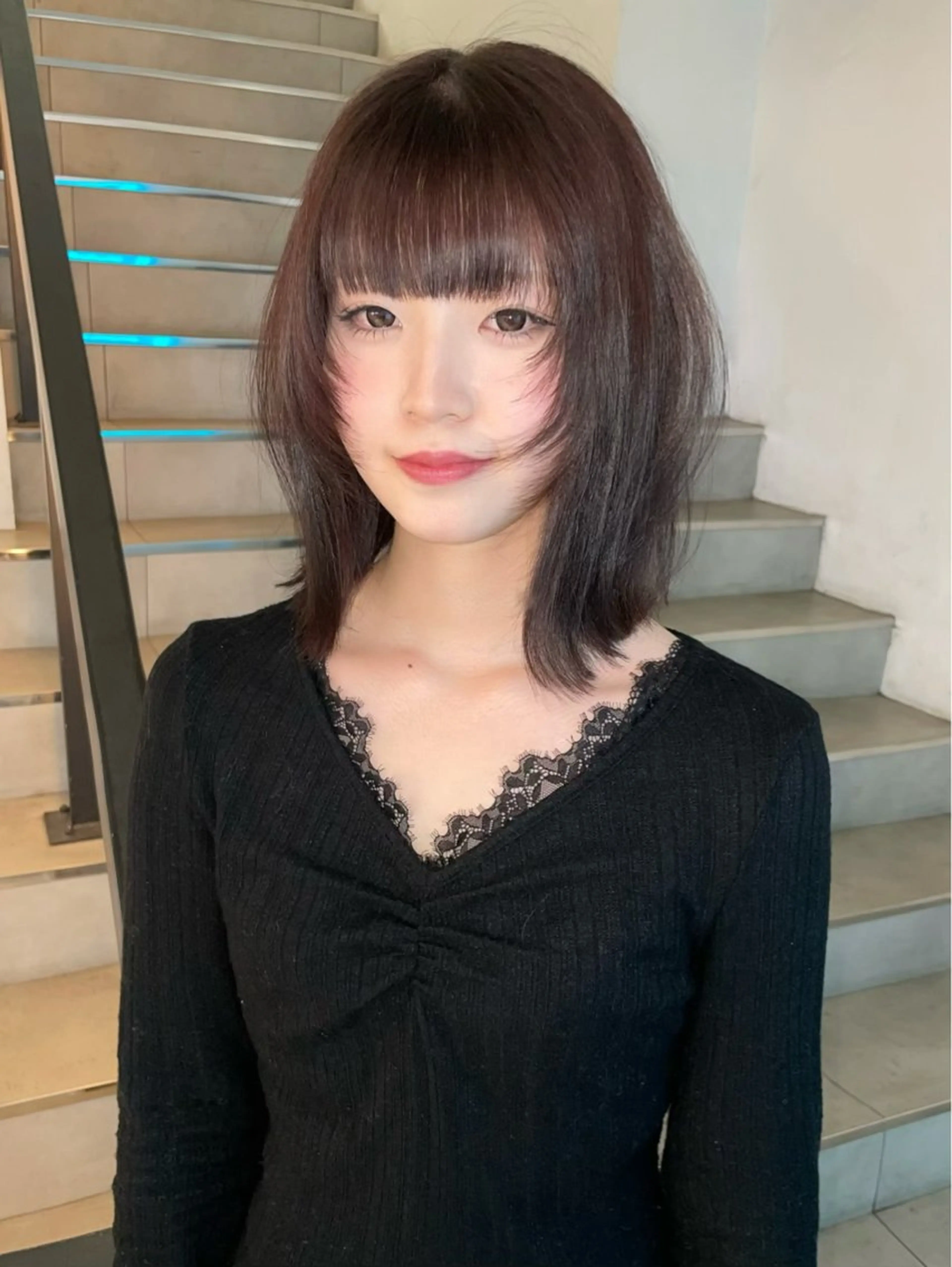 セミロング カット ヘアカラー 韓国ヘアメンズ・レデ ィース特化ミクのヘアスタイル