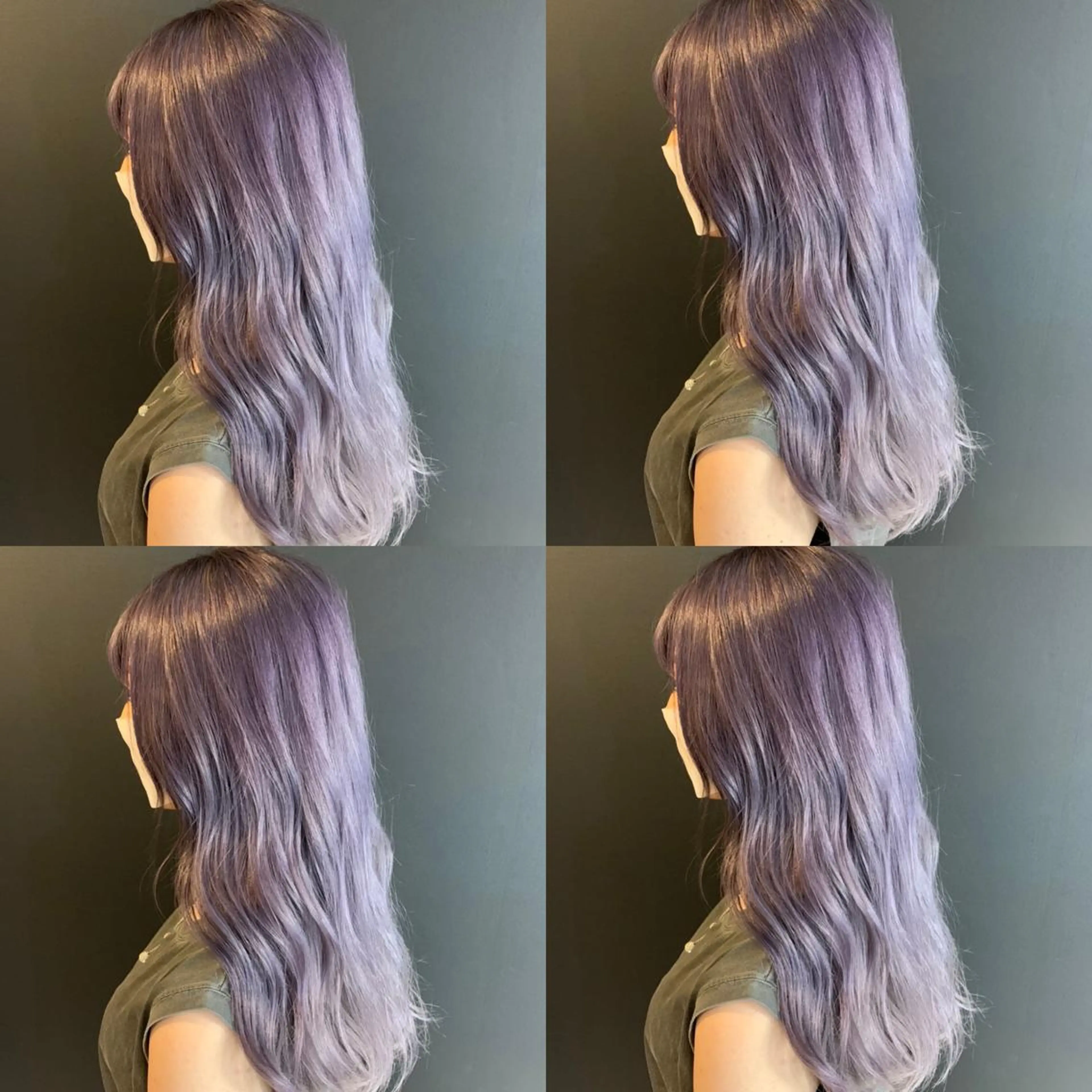 セミロング カラー ラベンダーカラー ラベンダーグレー ✨髪質改善✖︎顔周り レイヤー✨ナカムラのヘアスタイル