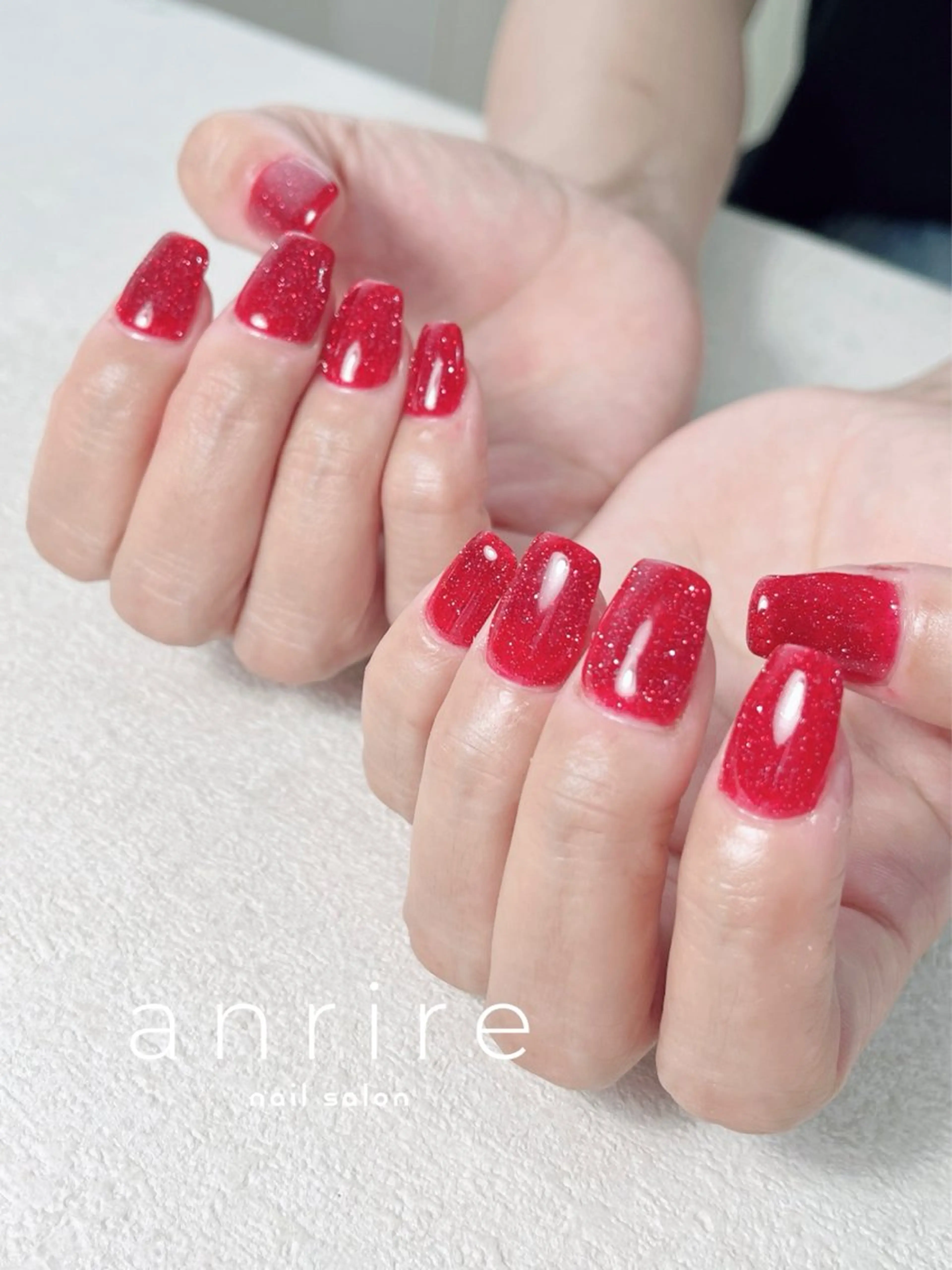 ネイル ボルドー フラッシュネイル ジェルネイル キラキラネイル ワンカラーネイル ハンドネイル nailsalon anrireのネイルデザイン