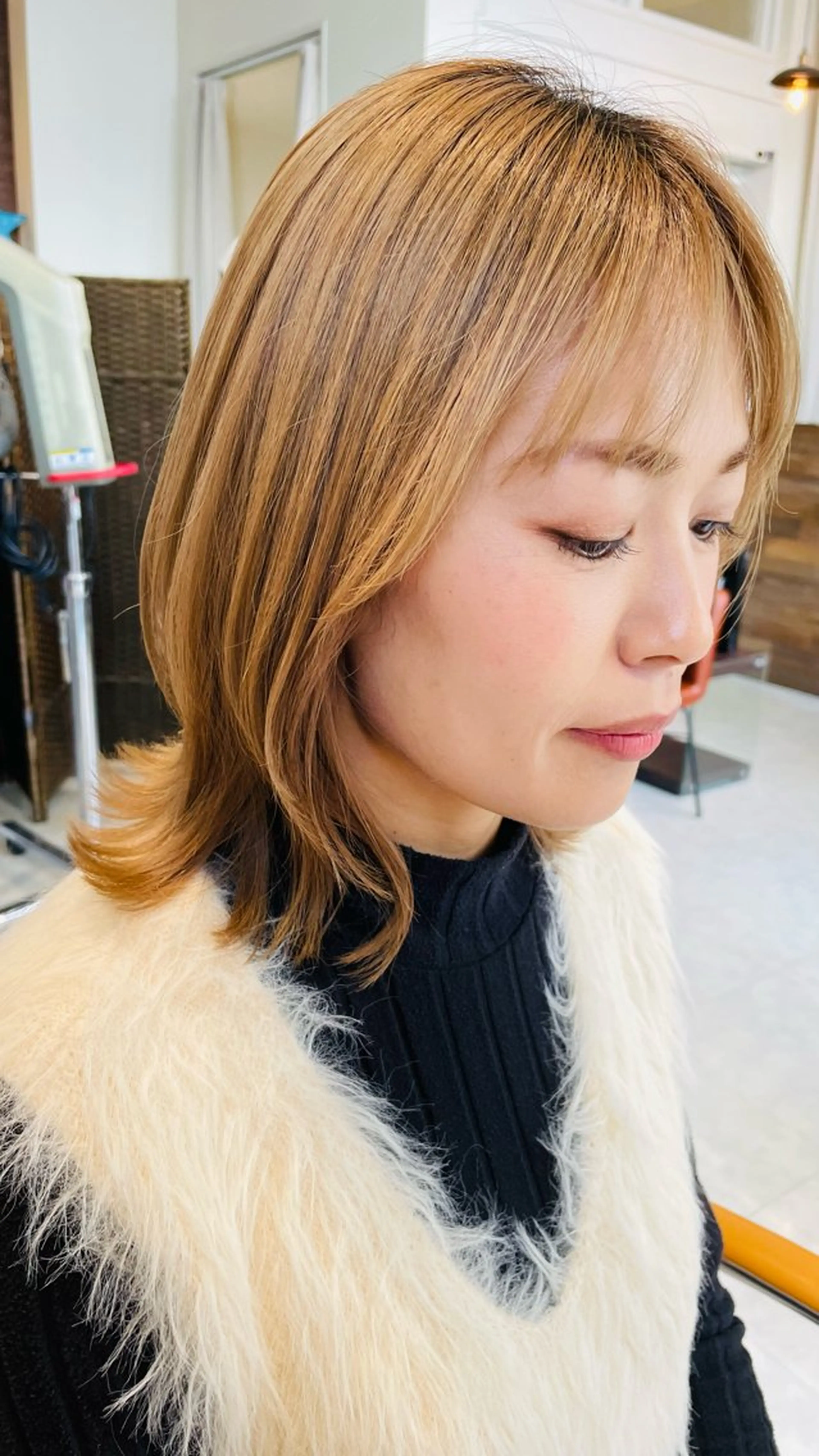 ミディアム 顔周りカット レイヤーカット musu hair所属・田澤未紗 /竹尾インター2分のヘアスタイル
