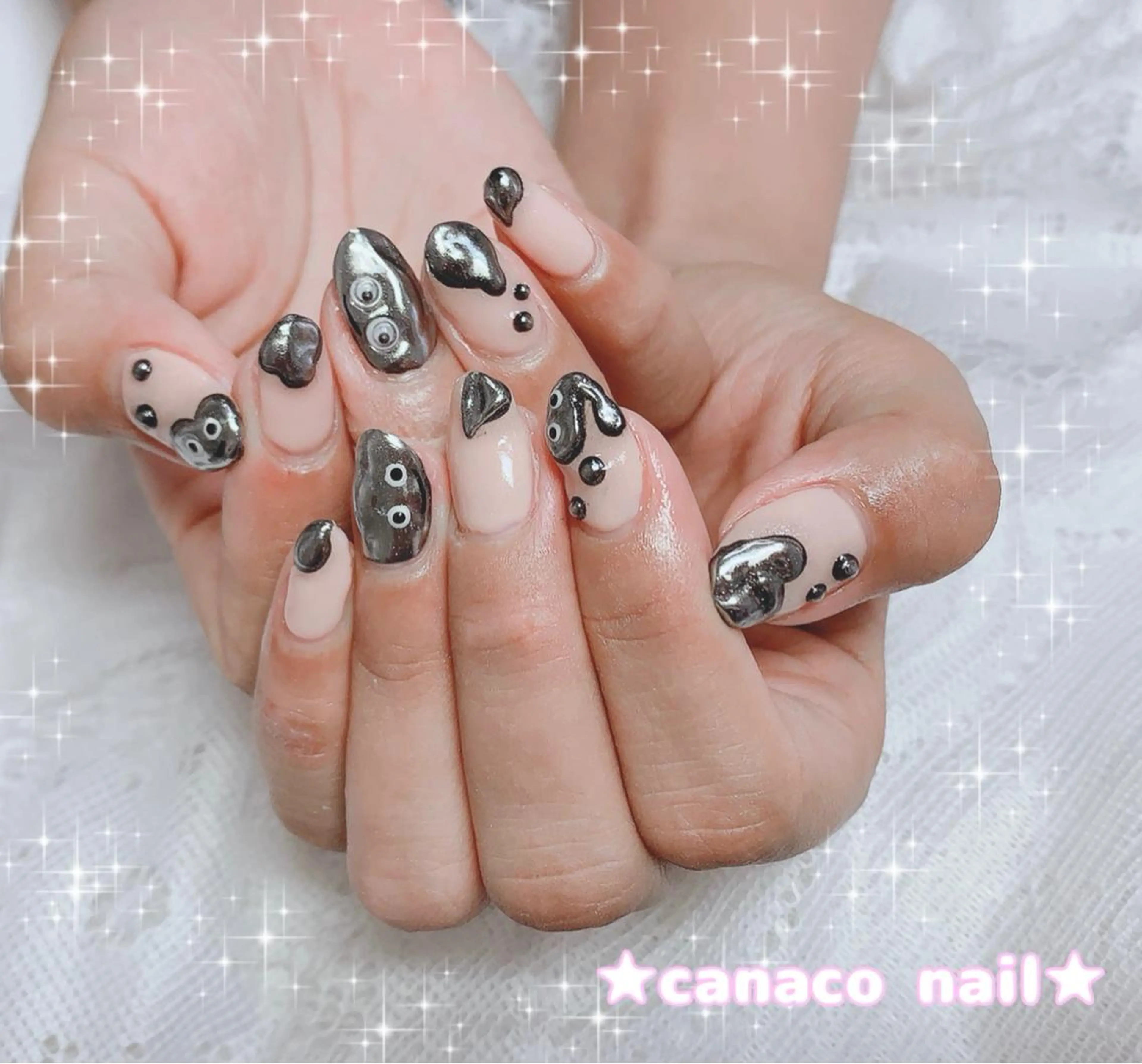 ネイル アートネイル ジェルネイル パラジェル ストーンネイル ハンドネイル ハンドケア Felice所属・ベテランネイル cnc  nailのネイルデザイン