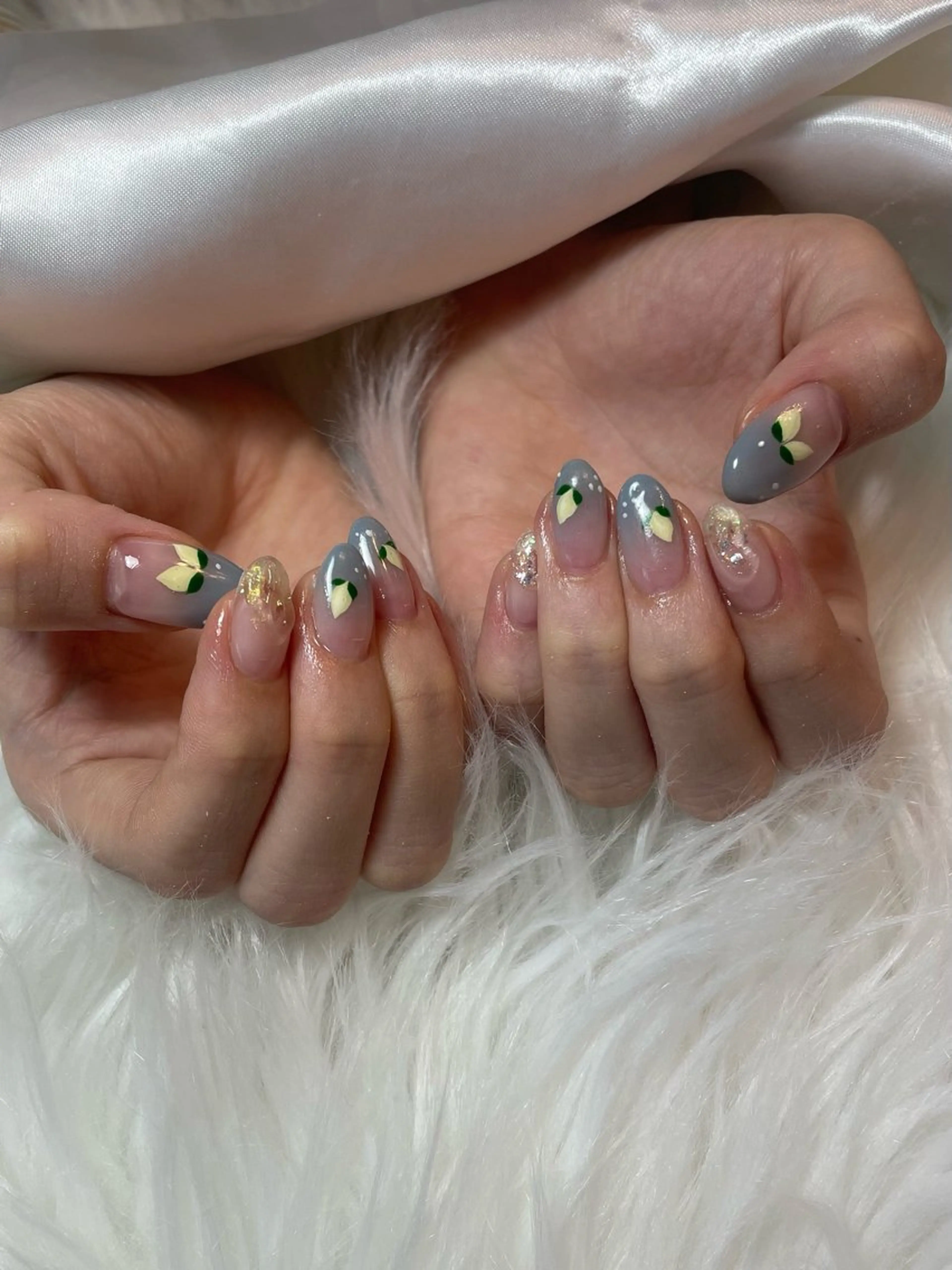 ネイル ブルー フレンチネイル キラキラネイル 韓国ネイル マグネットネイル ハンドネイル timtam --sakiのネイルデザイン