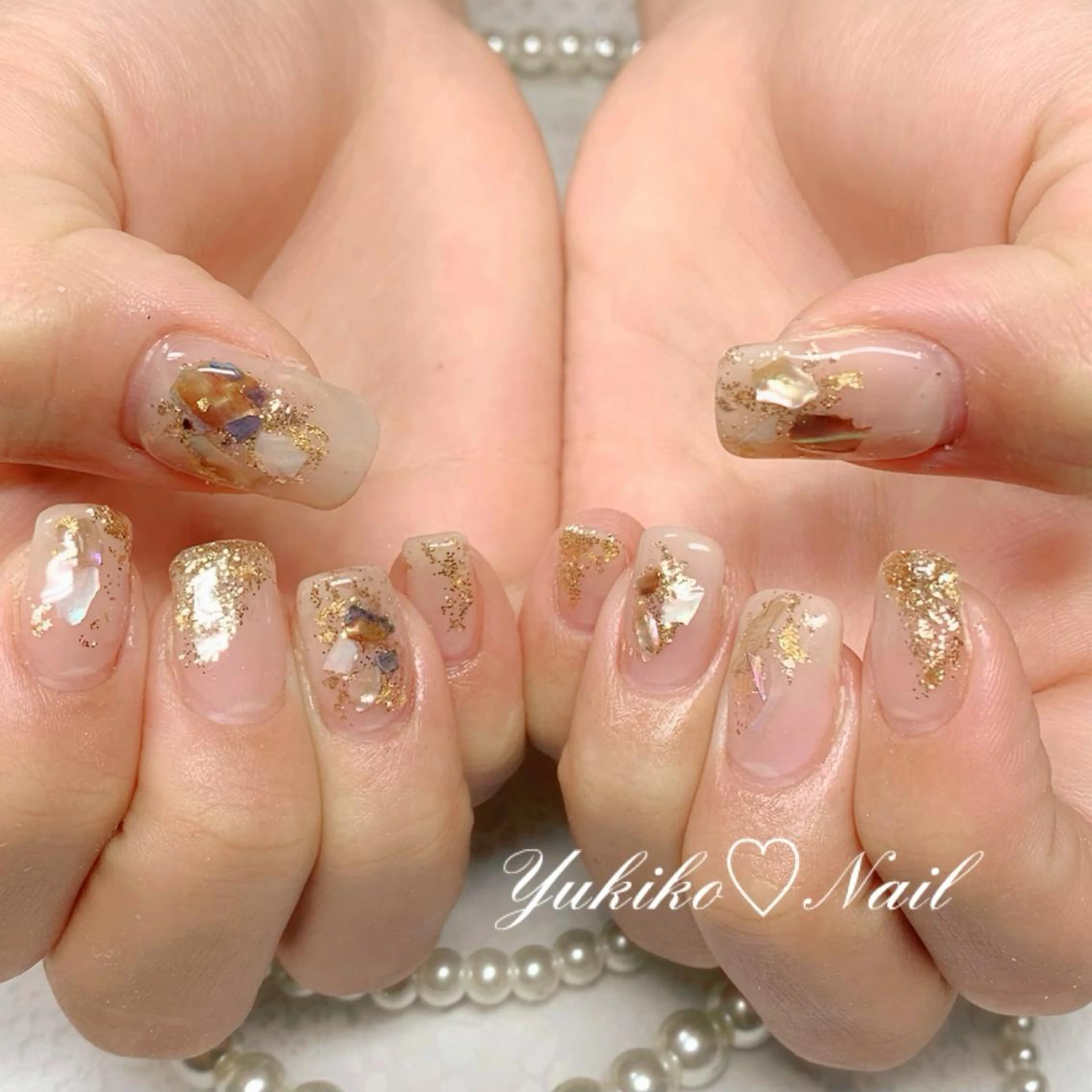 ネイル キラキラネイル ラメ(グリッター) 持ち込み ニュアンスネイル ハンドネイル ユキコ ネイルのネイルデザイン