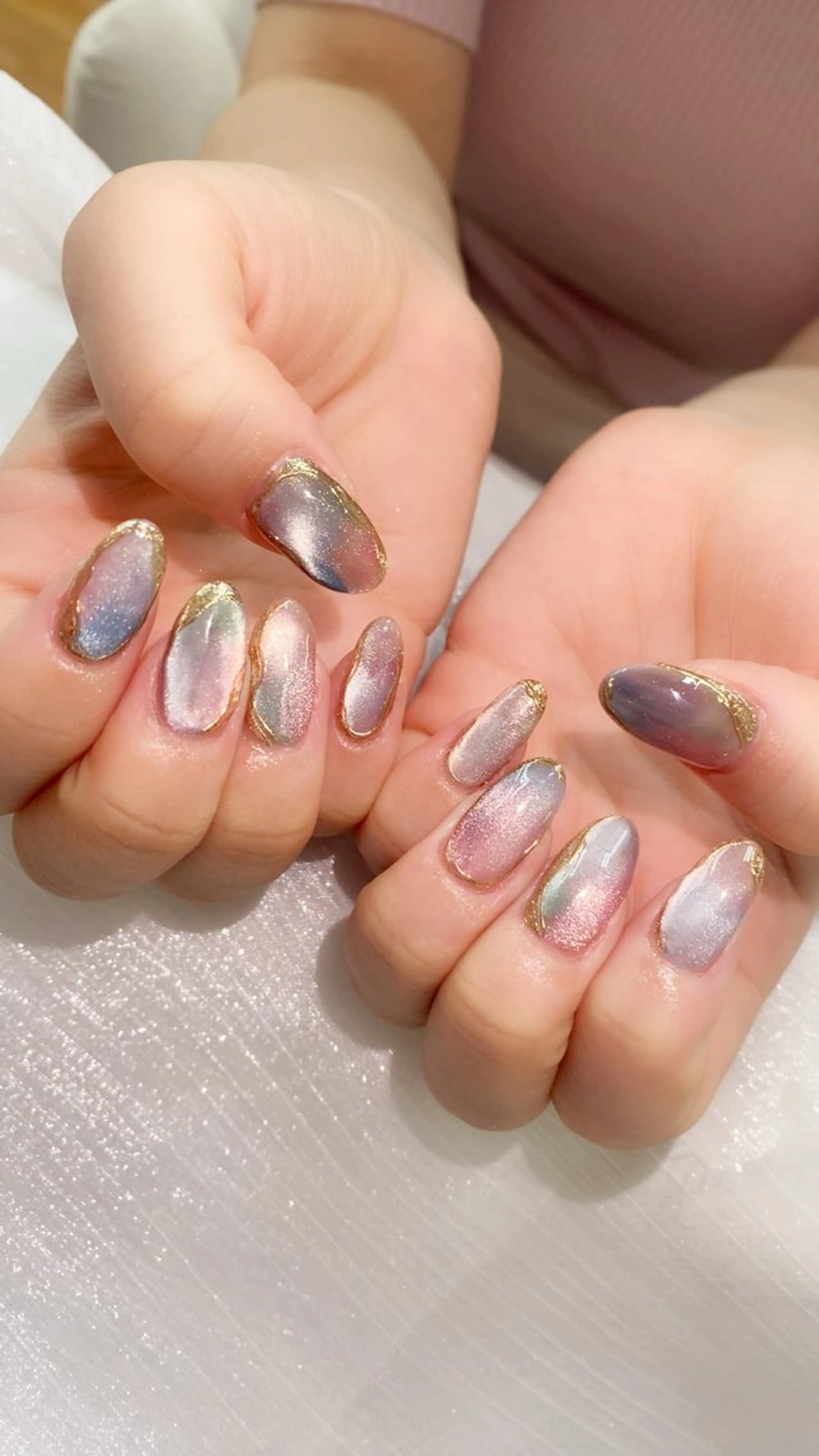 ネイル フットネイル フレンチネイル グラデーション 韓国ネイル ラメ(グリッター) Rei _Nailのネイルデザイン