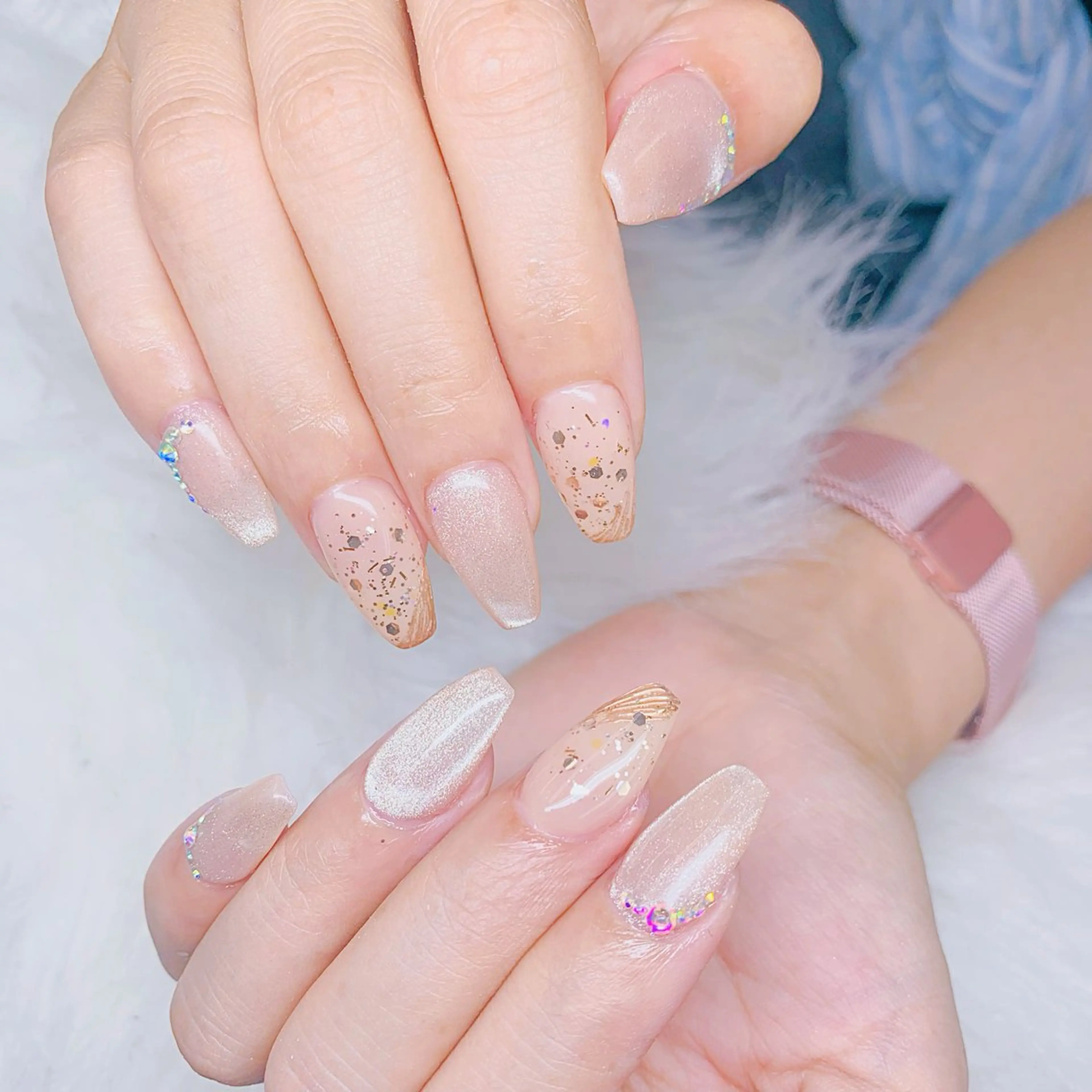 ネイル チークネイル 長さ出し フラッシュネイル フレンチネイル グラデーション AN NAIL SALONのネイルデザイン